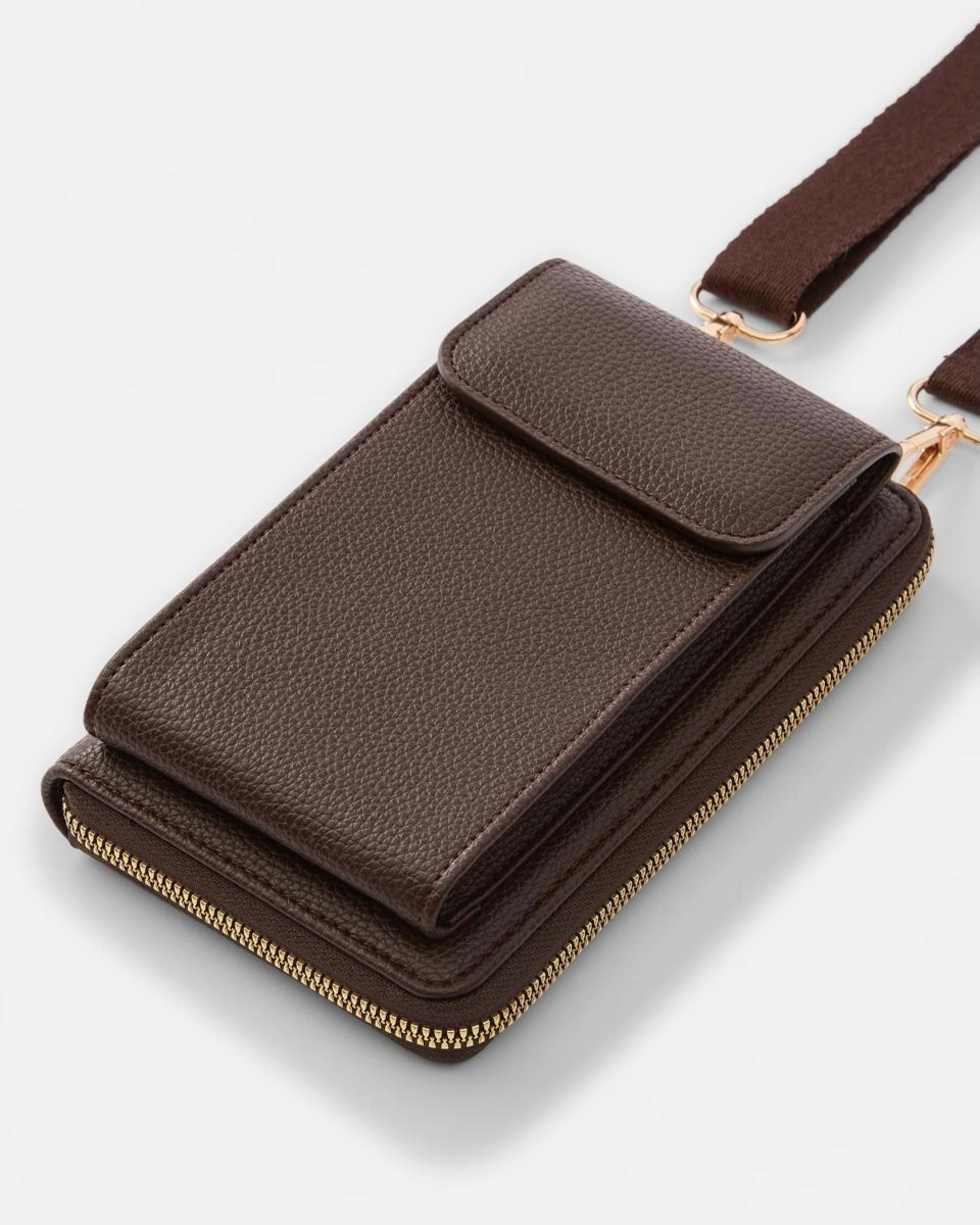 3 Sim Fabric Strap Phone Wallet Choc Plum, 3 of 6