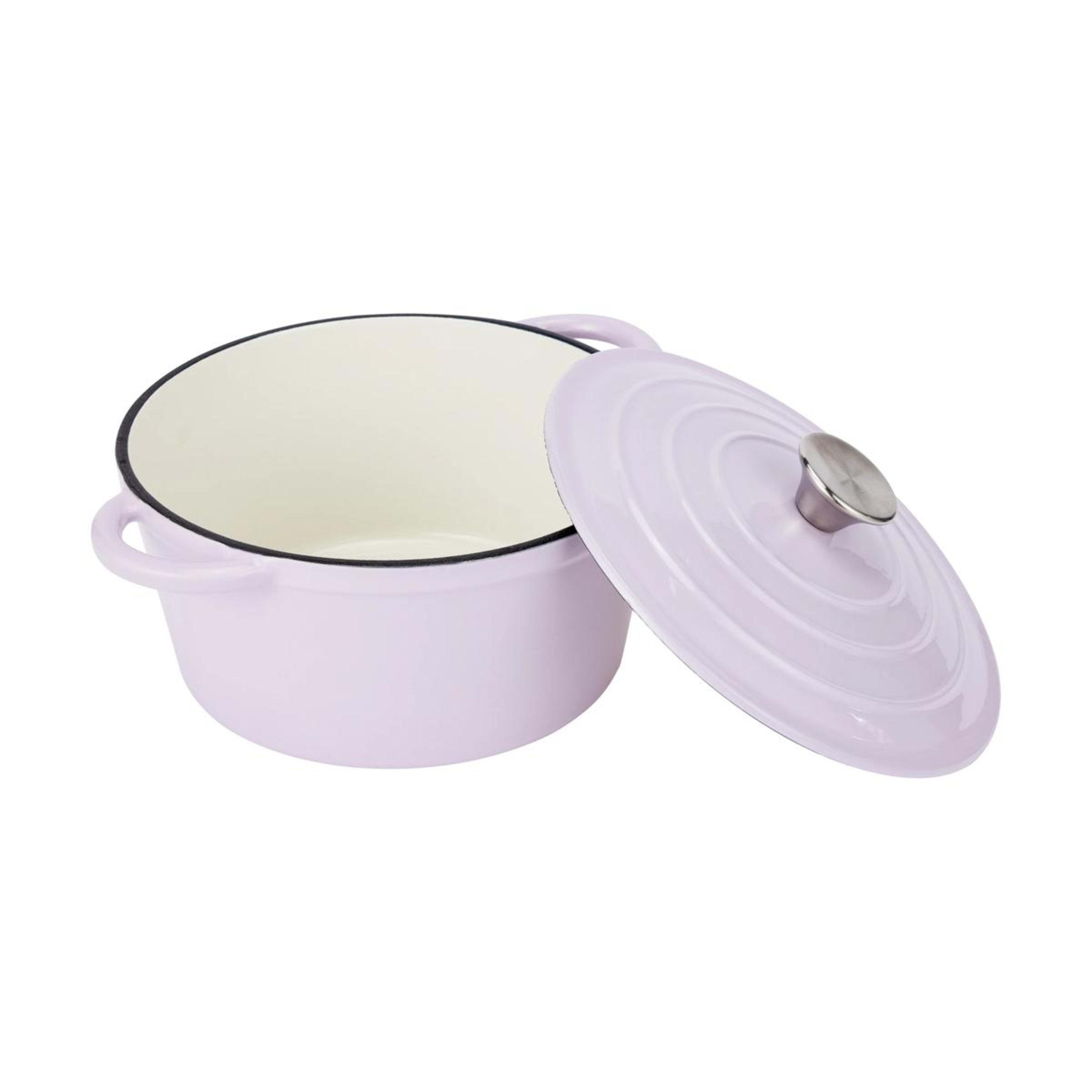 2 4L Lilac Cast Iron Casserole, 2 of 6