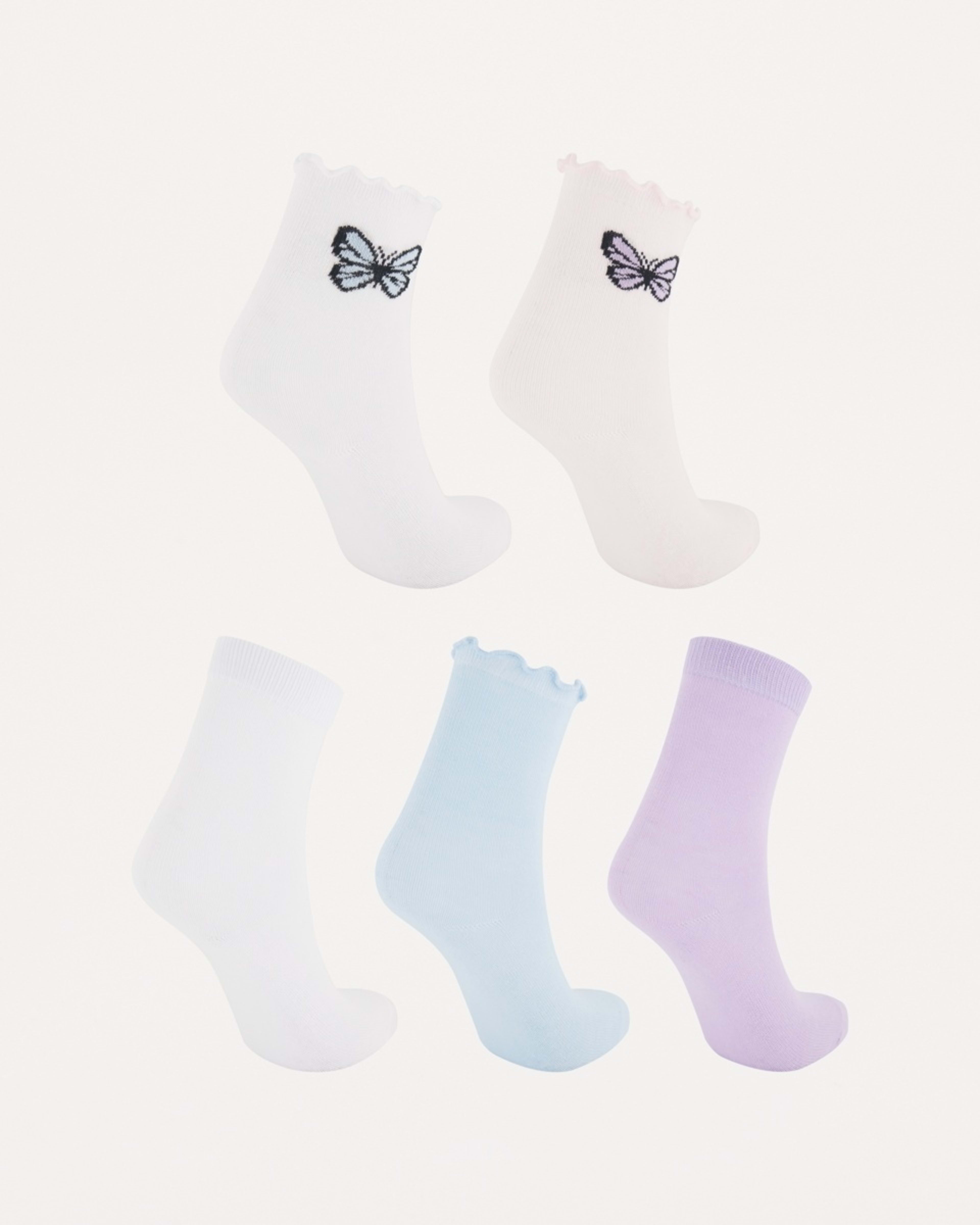 2 5 Pack Crew Socks Butterfly2, 2 of 3