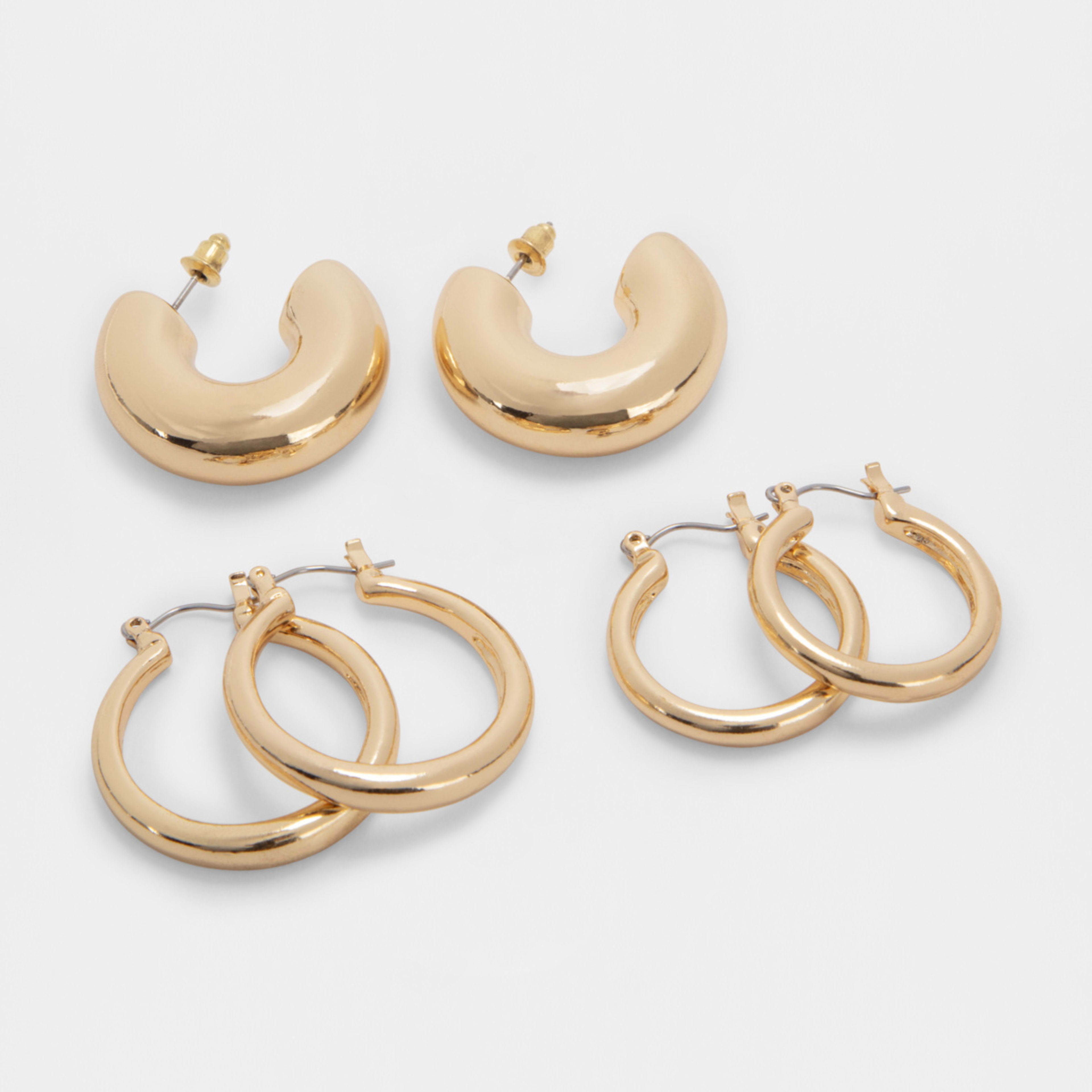 2 3 Pack Mini Hoop Earrings - Gold Tone, 2 of 4