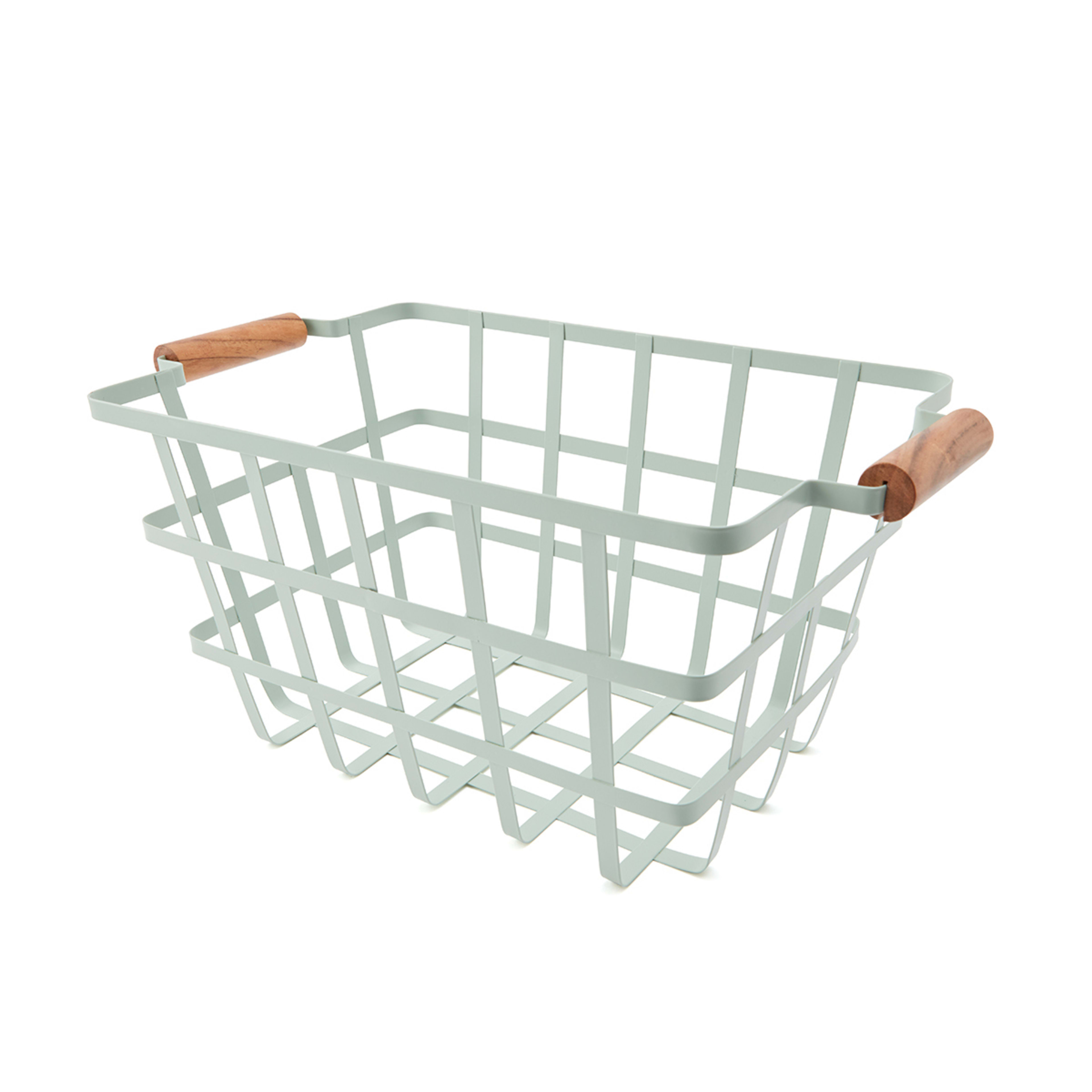 Wire Basket with Wood Handle Sage Kmart NZ