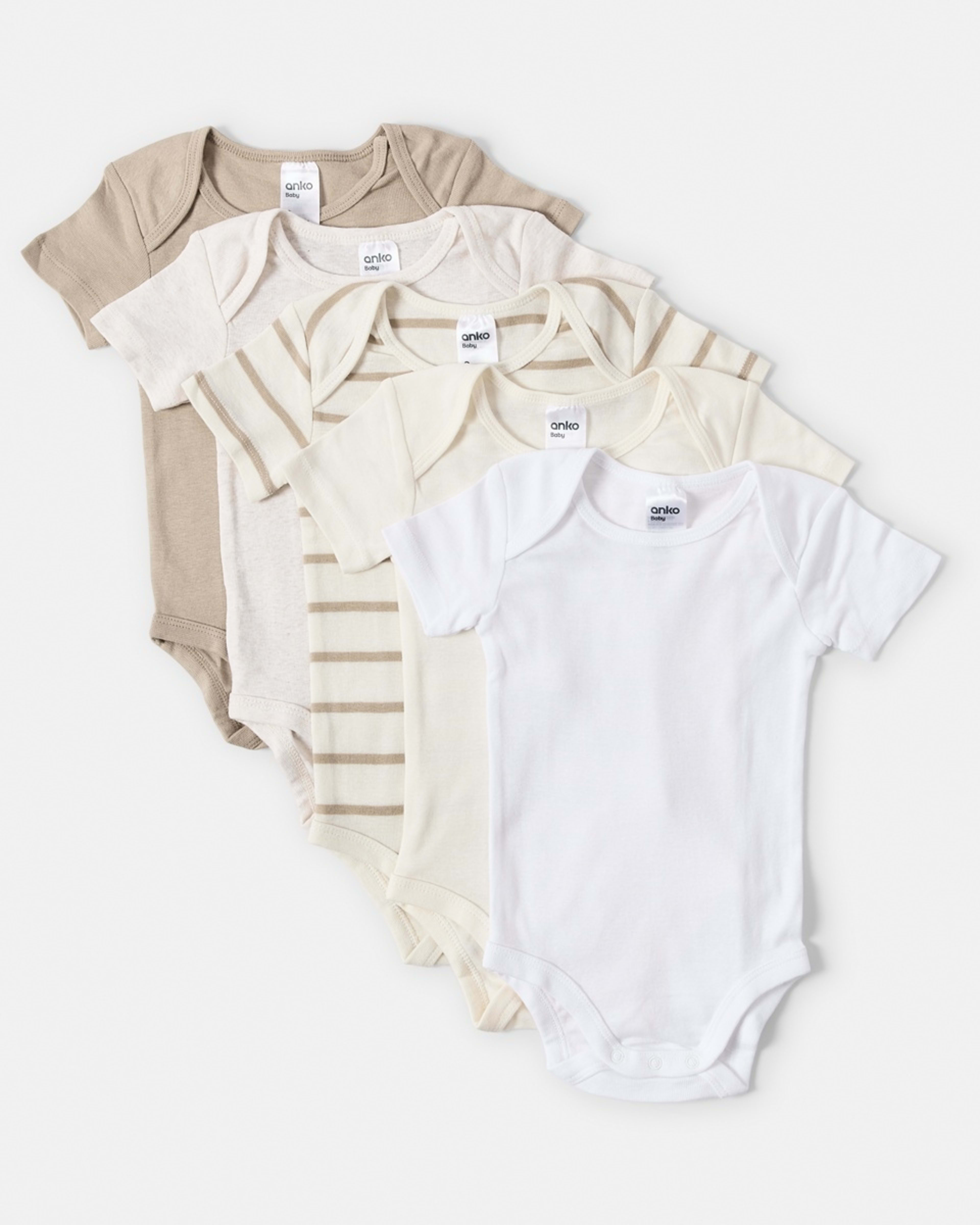 1 5 Pack Short Sleeve Bodysuits NEUTRAL 5PK, 1 of 8