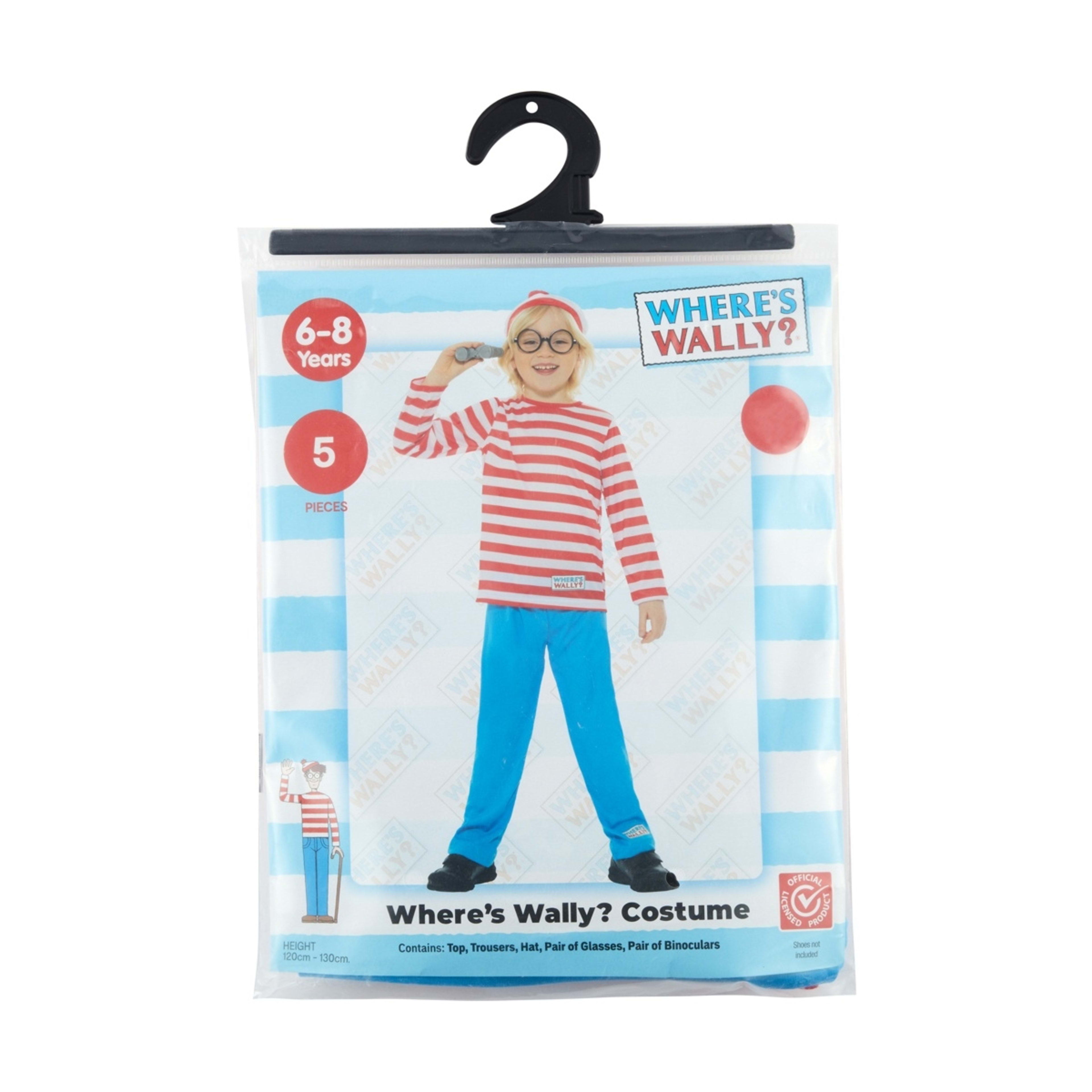 4 5 Piece Where's Wally? Costume - Ages 6-8, 4 of 4