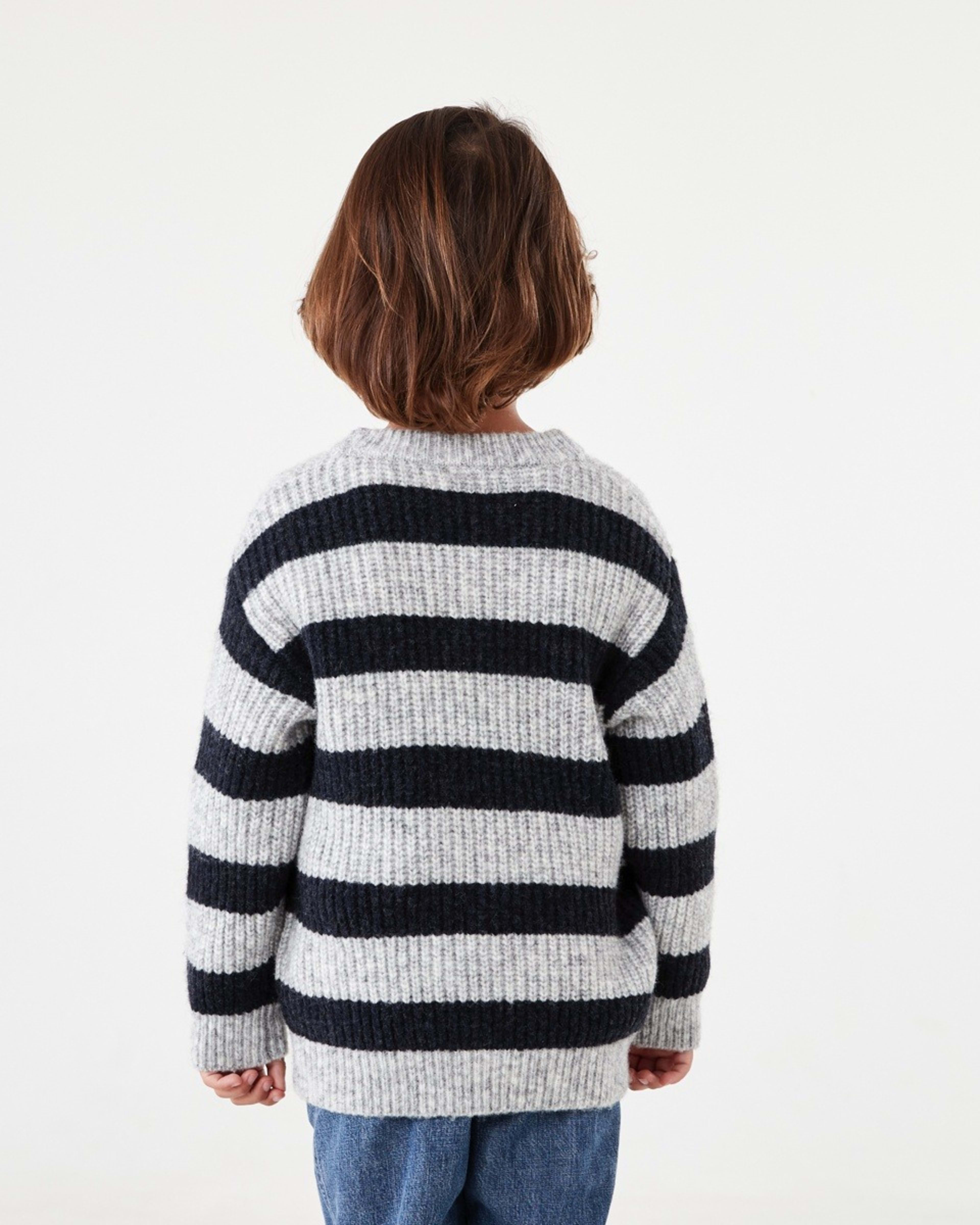 2 Stripe Crew Neck Top Wide Stripe Navy, 2 of 8