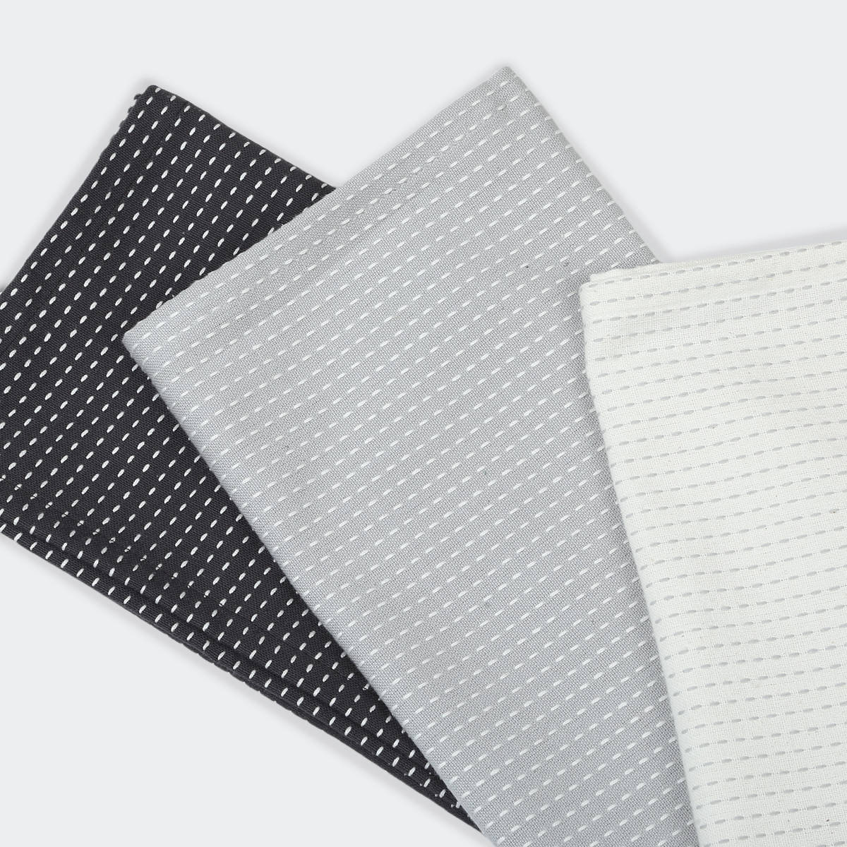 3 Pack Grey Stitch Tea Towels Kmart