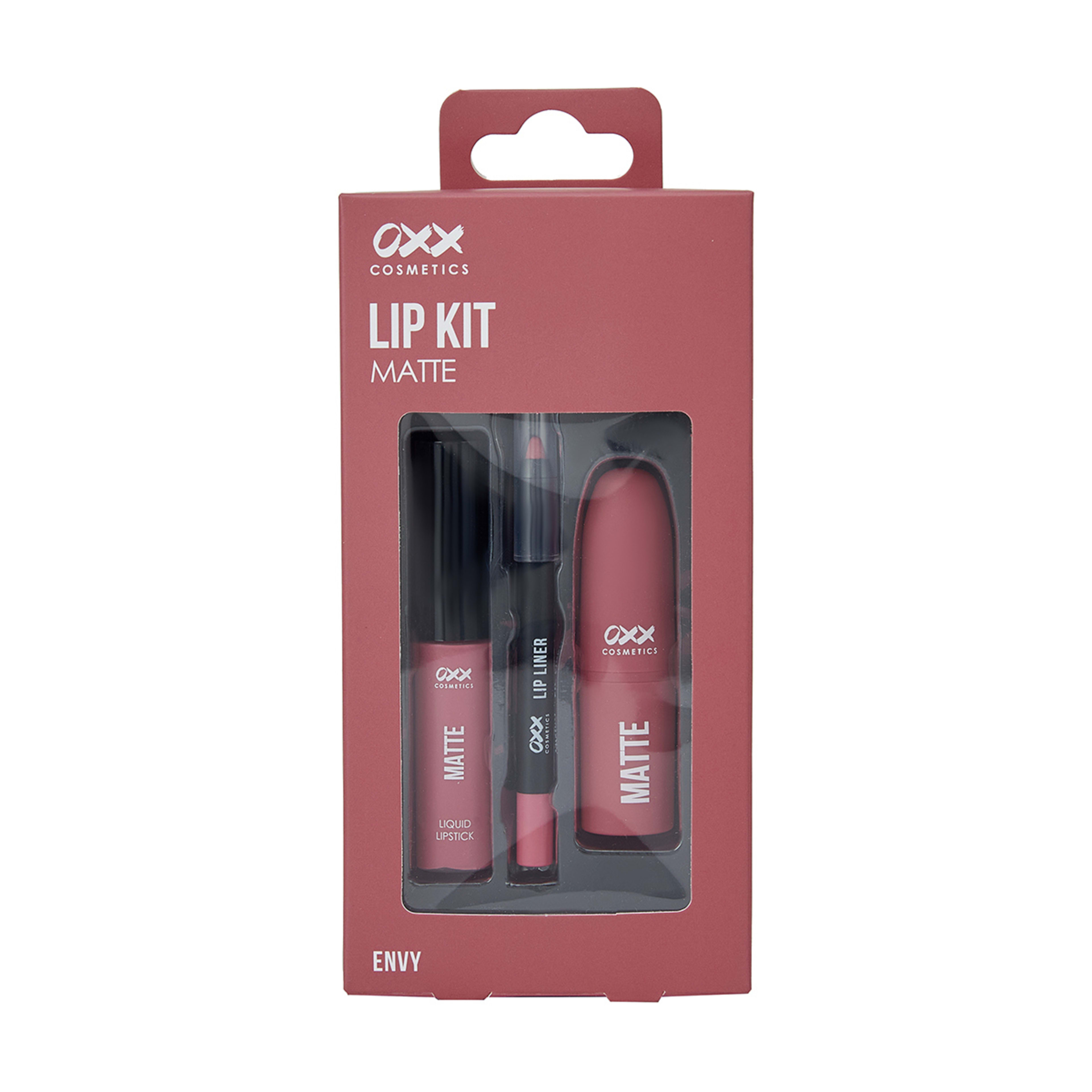 OXX Cosmetics 3 Piece Lip Kit Matte Envy Kmart