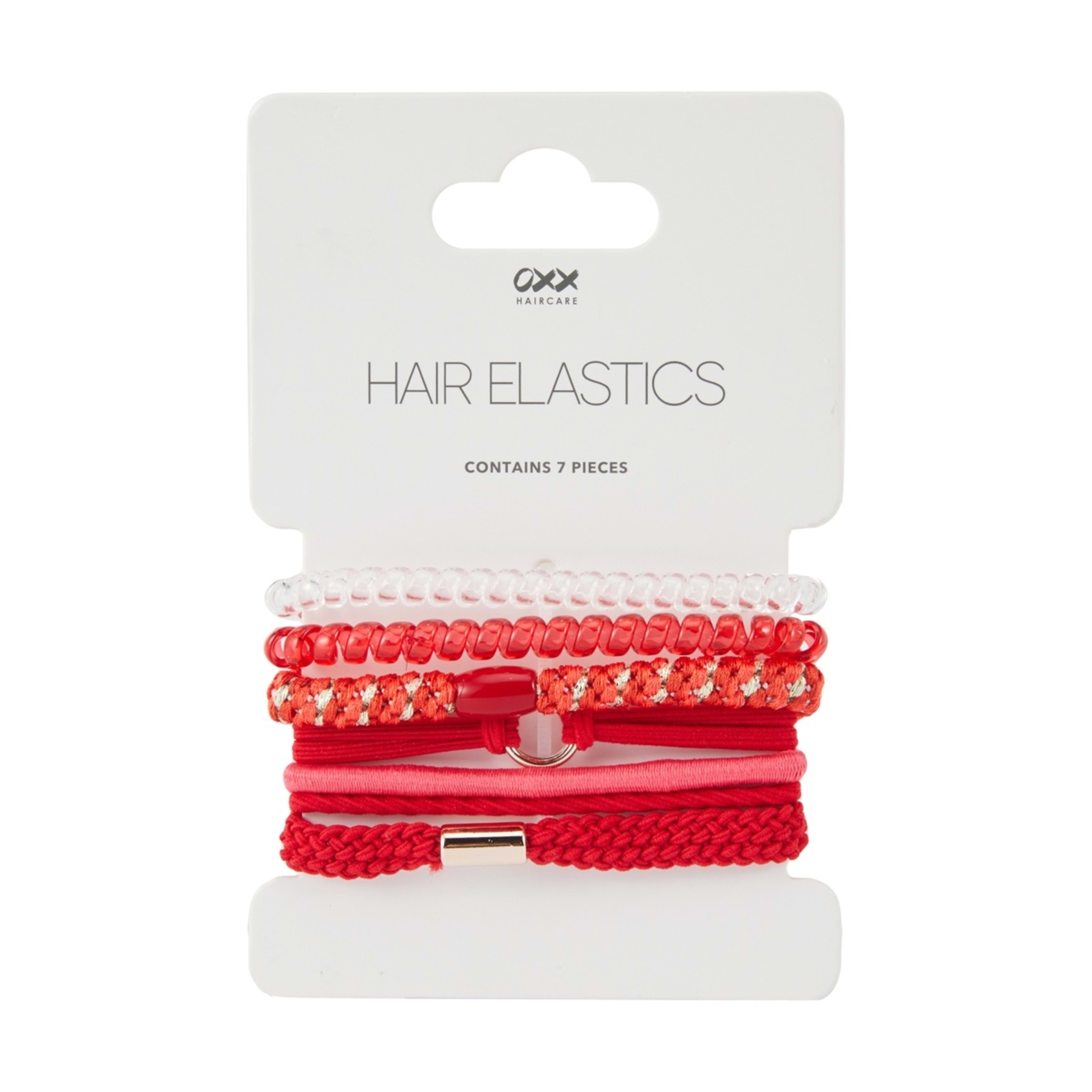 3 OXX Haircare 7 Piece Hair Elastics - Red, 3 of 3