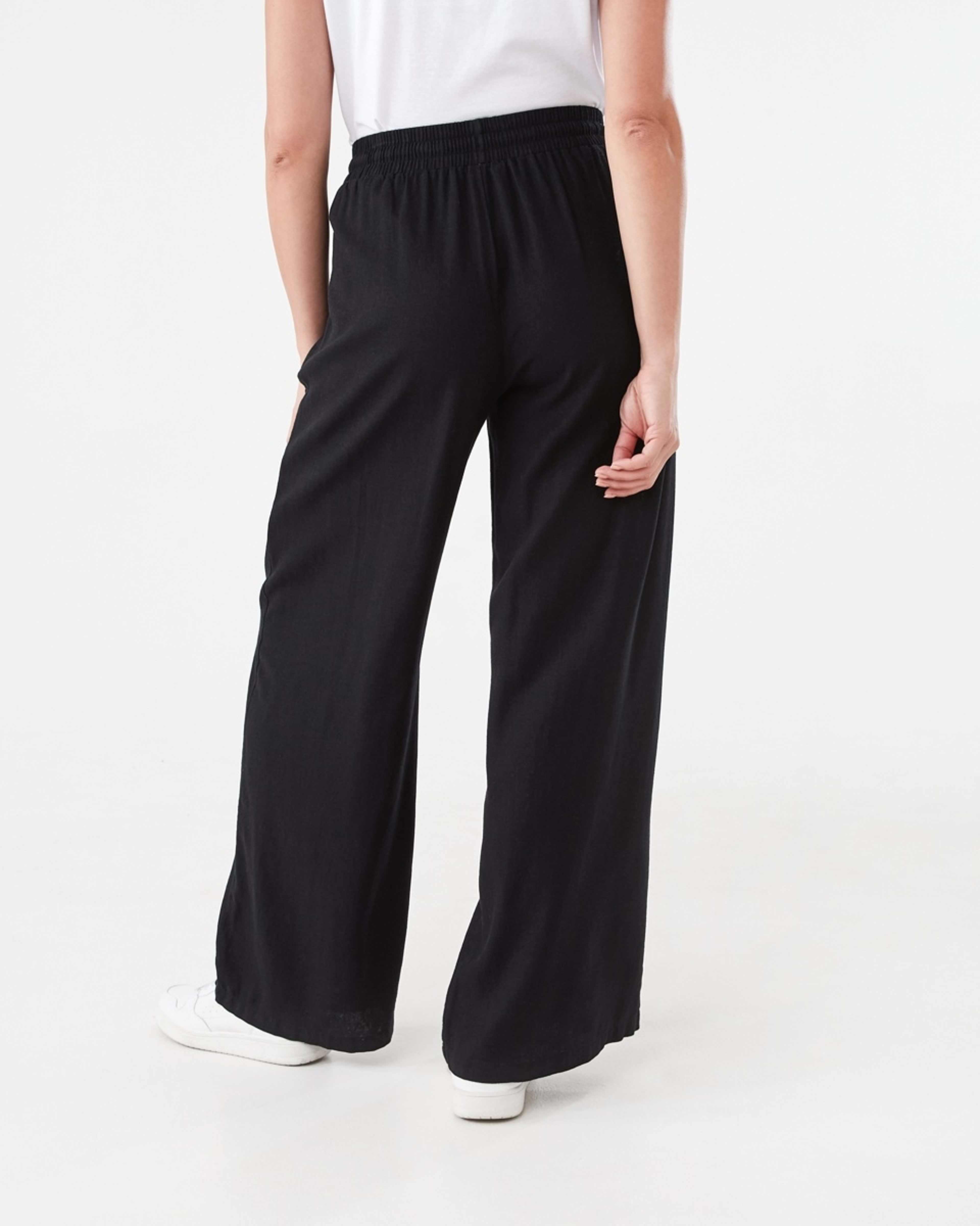 3 Linen Blend Wide Leg Pants BLACK, 3 of 5