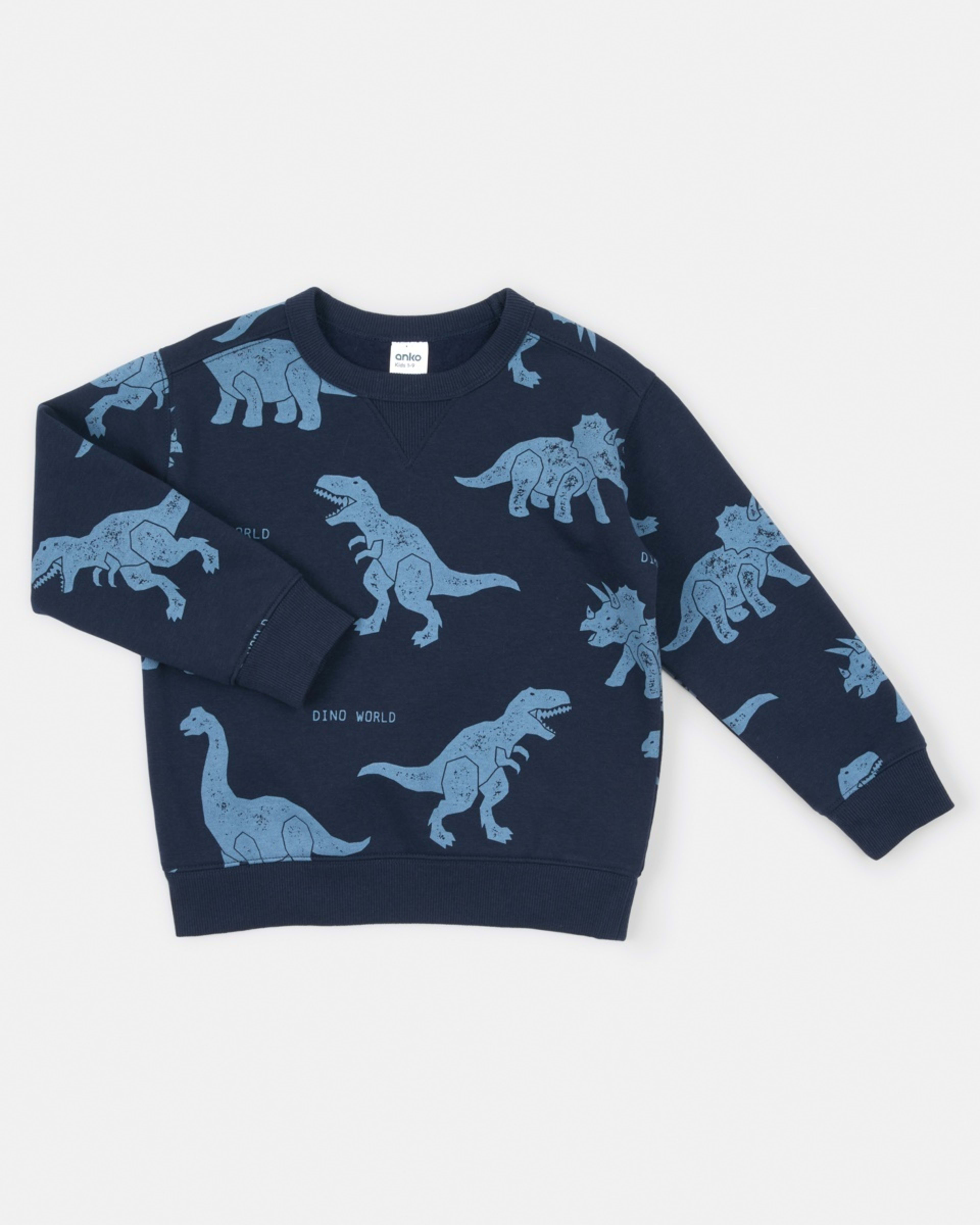 7 All Over Print Crew Neck Sweatshirt Blu Dino, 7 of 8