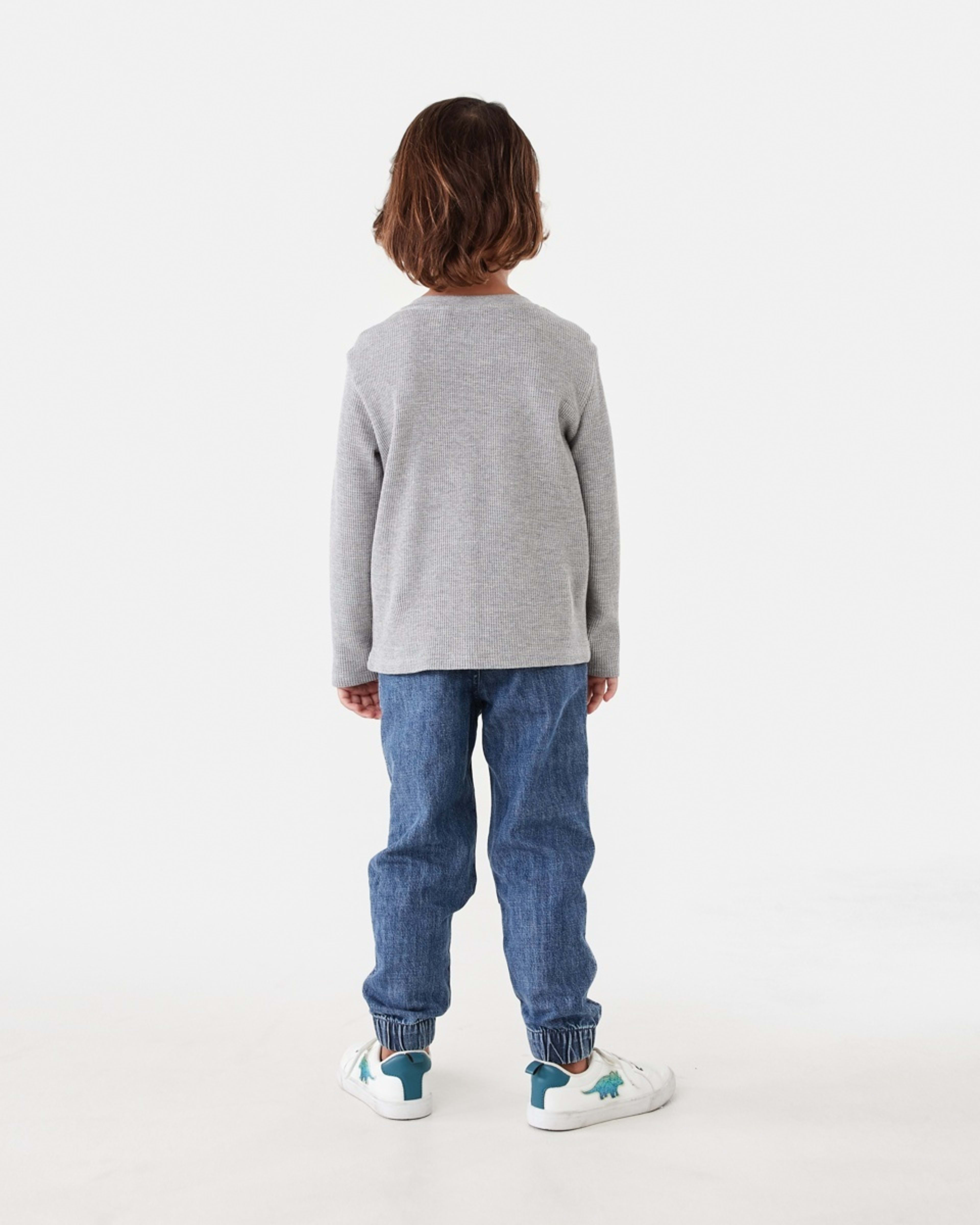6 Waffle Henley Long Sleeve T-shirt Kgry Marle, 6 of 8