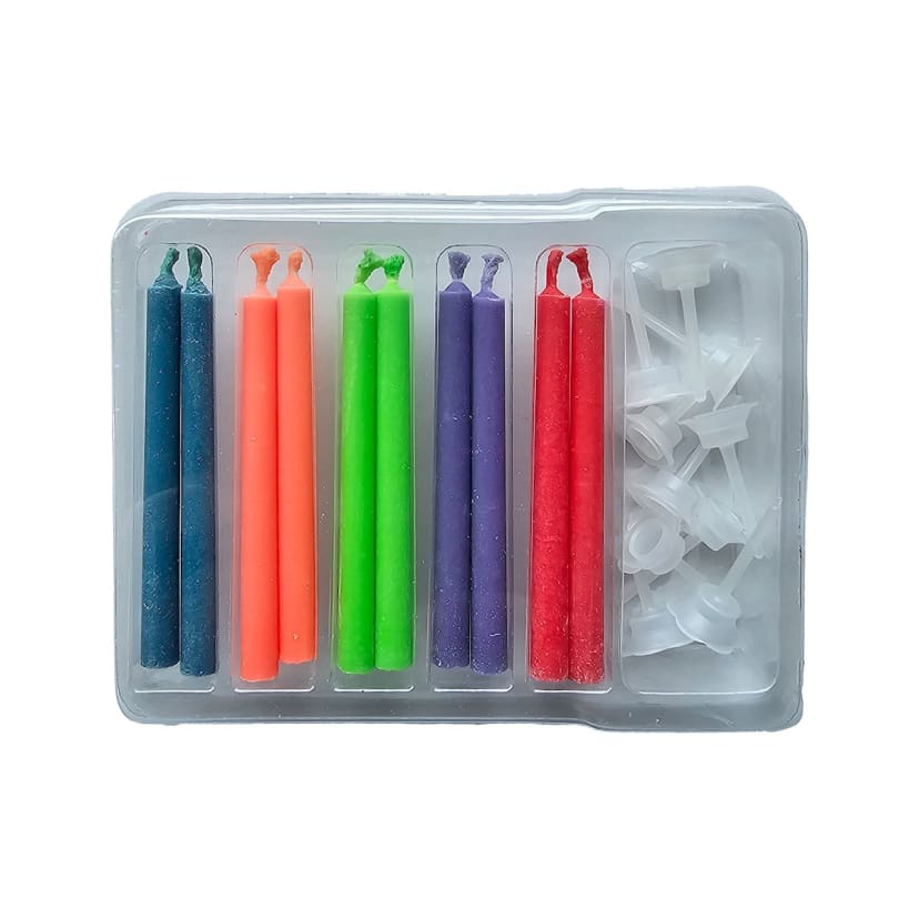 10 Pack Hoorah Colour Flame Candles and Holders Kmart NZ