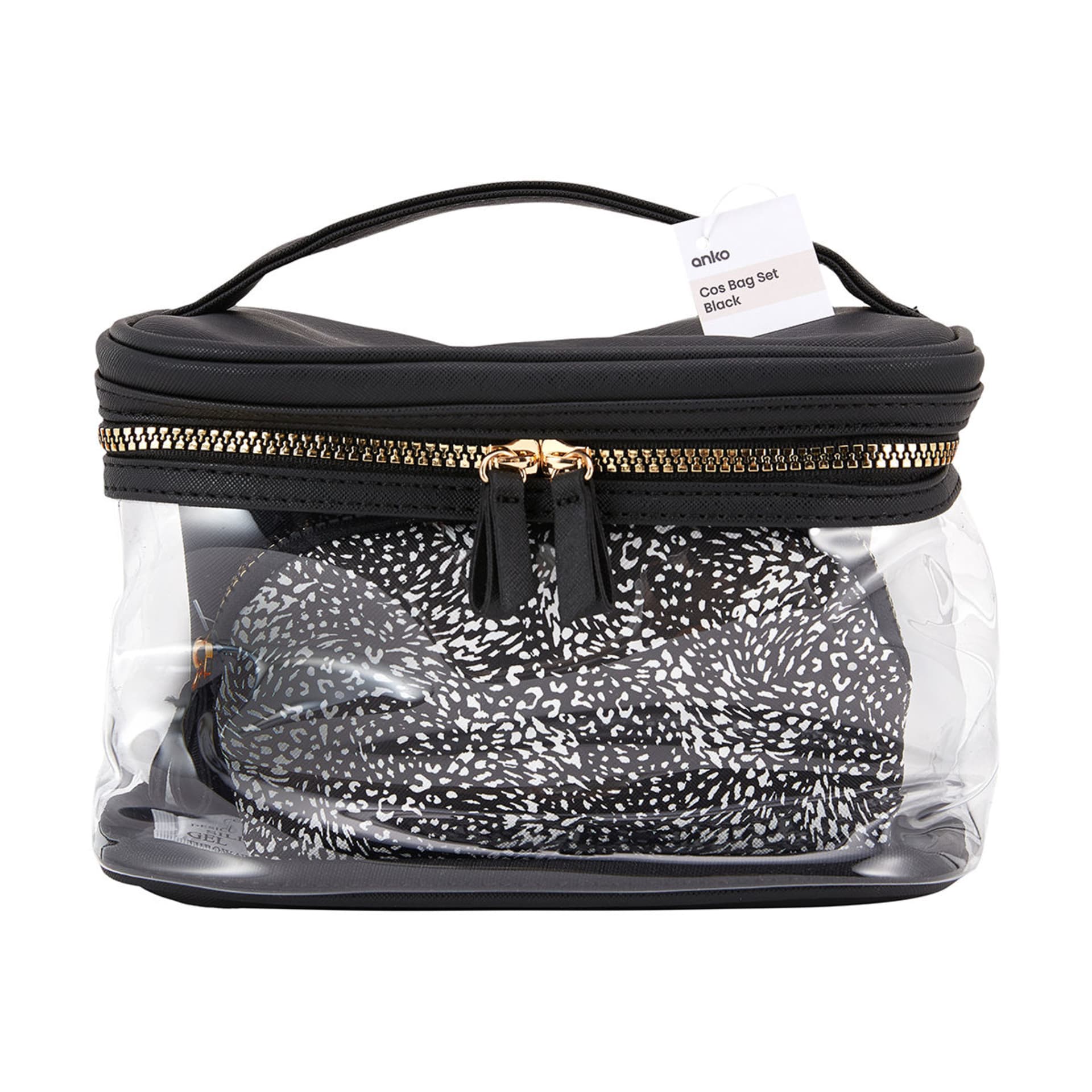 3 Piece Cosmetic Bag Set Black Kmart