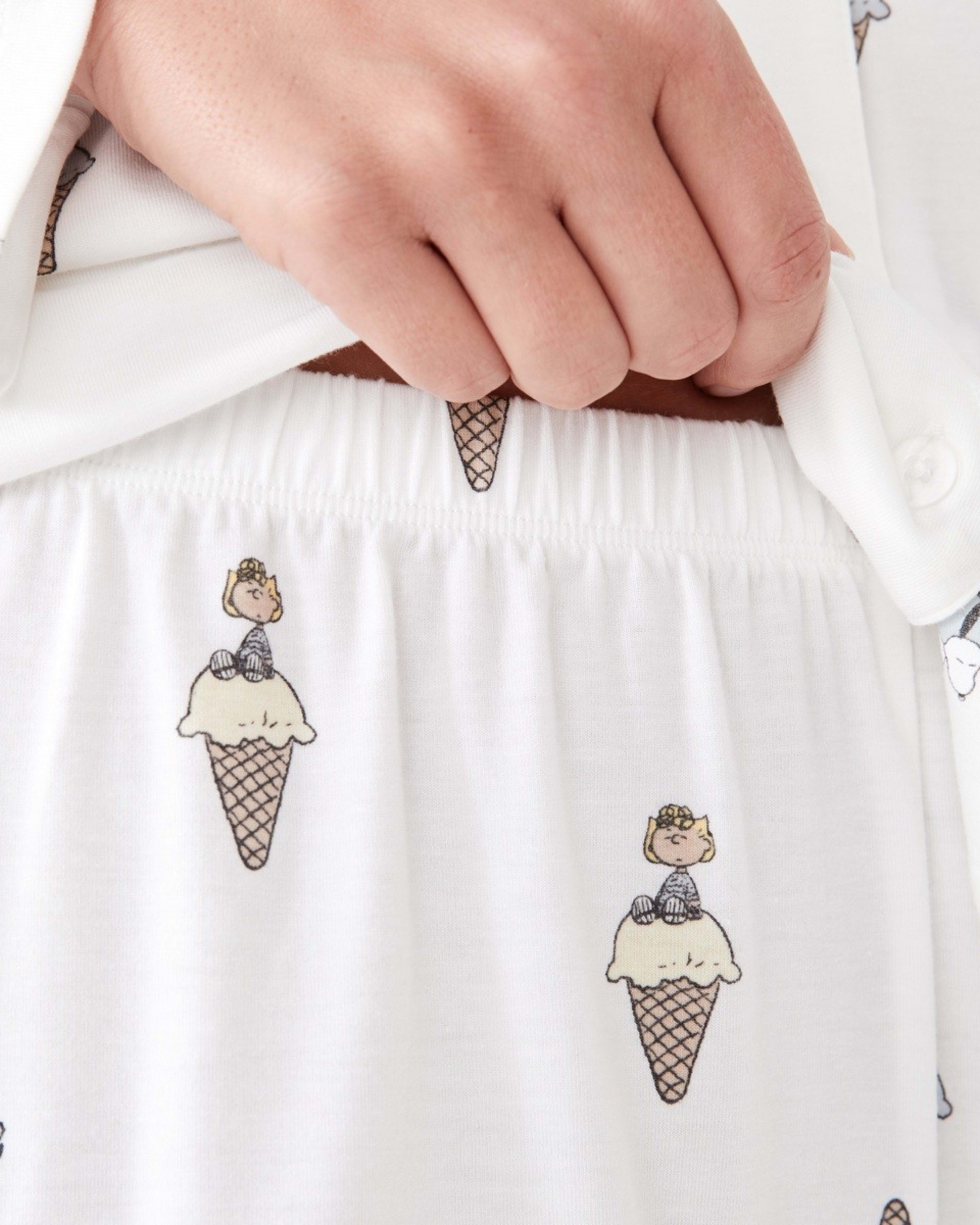 7 Snoopy License Long Sleeve Top and Shorts Comfort Pyjama Set SNOOPY ICECREAM WHITE, 7 of 8
