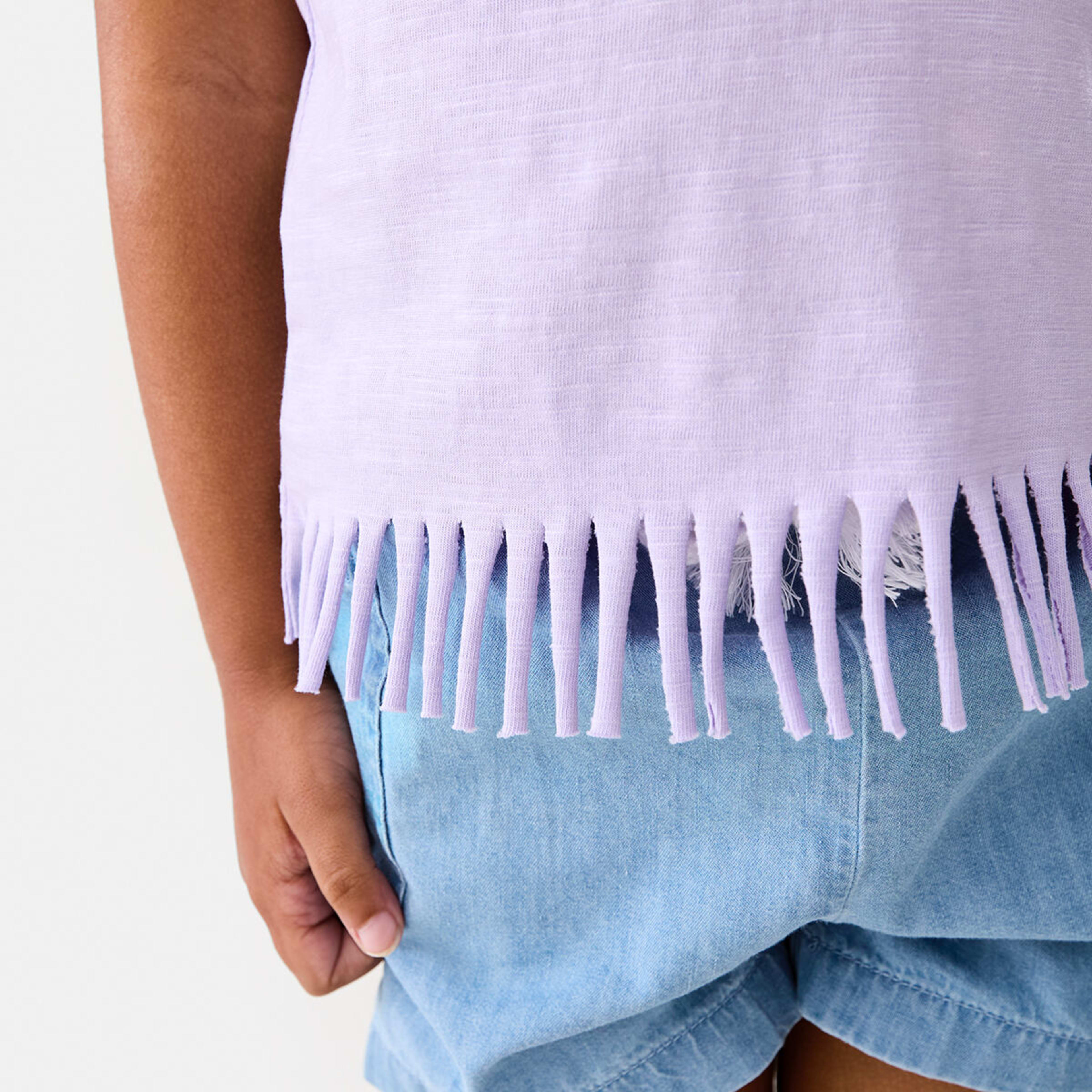 5 Short Sleeve Fringe T-shirt Pst Purple, 5 of 9