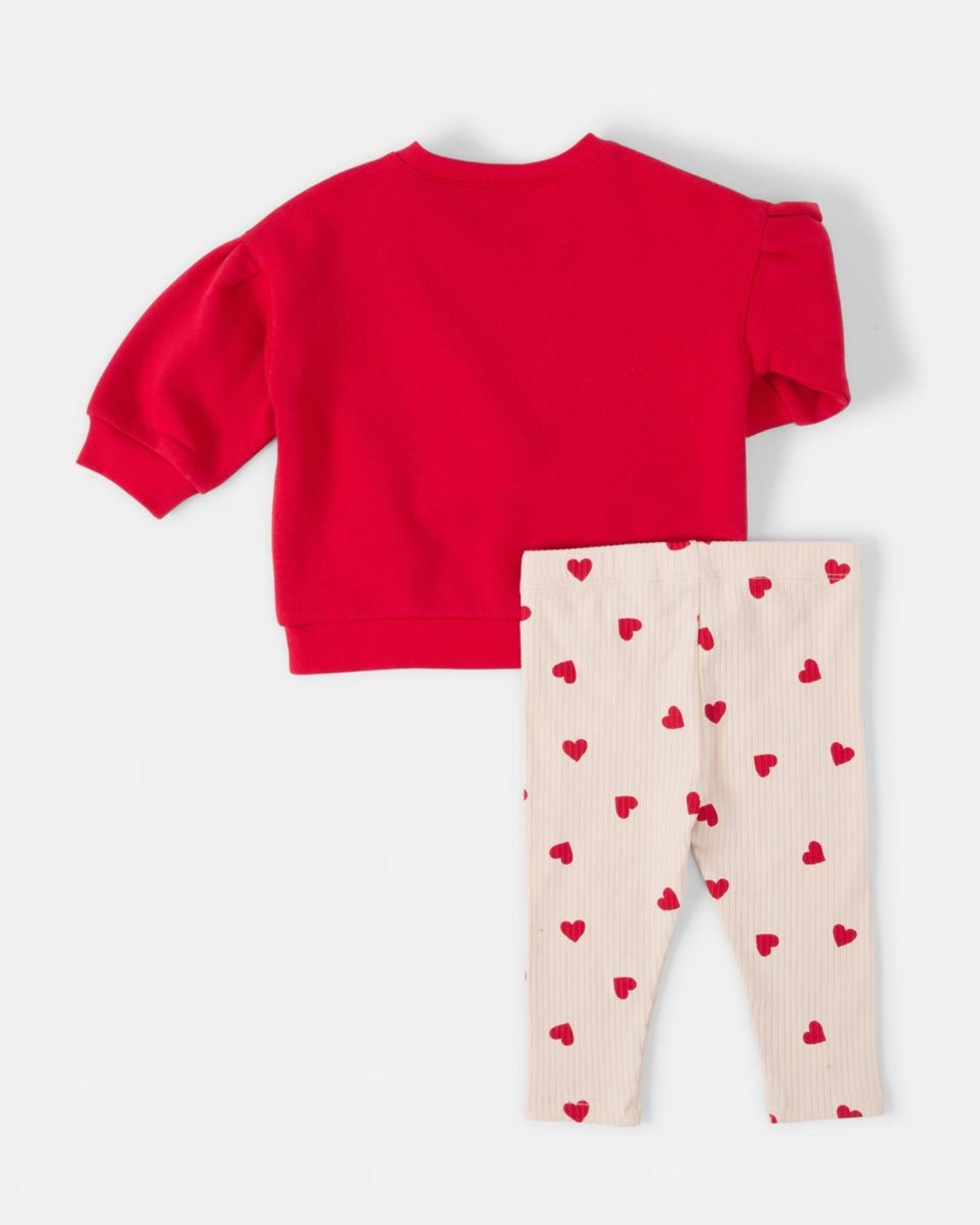 2 Lantern Sleeve Rib Leggings Set Red Hearts, 2 of 6