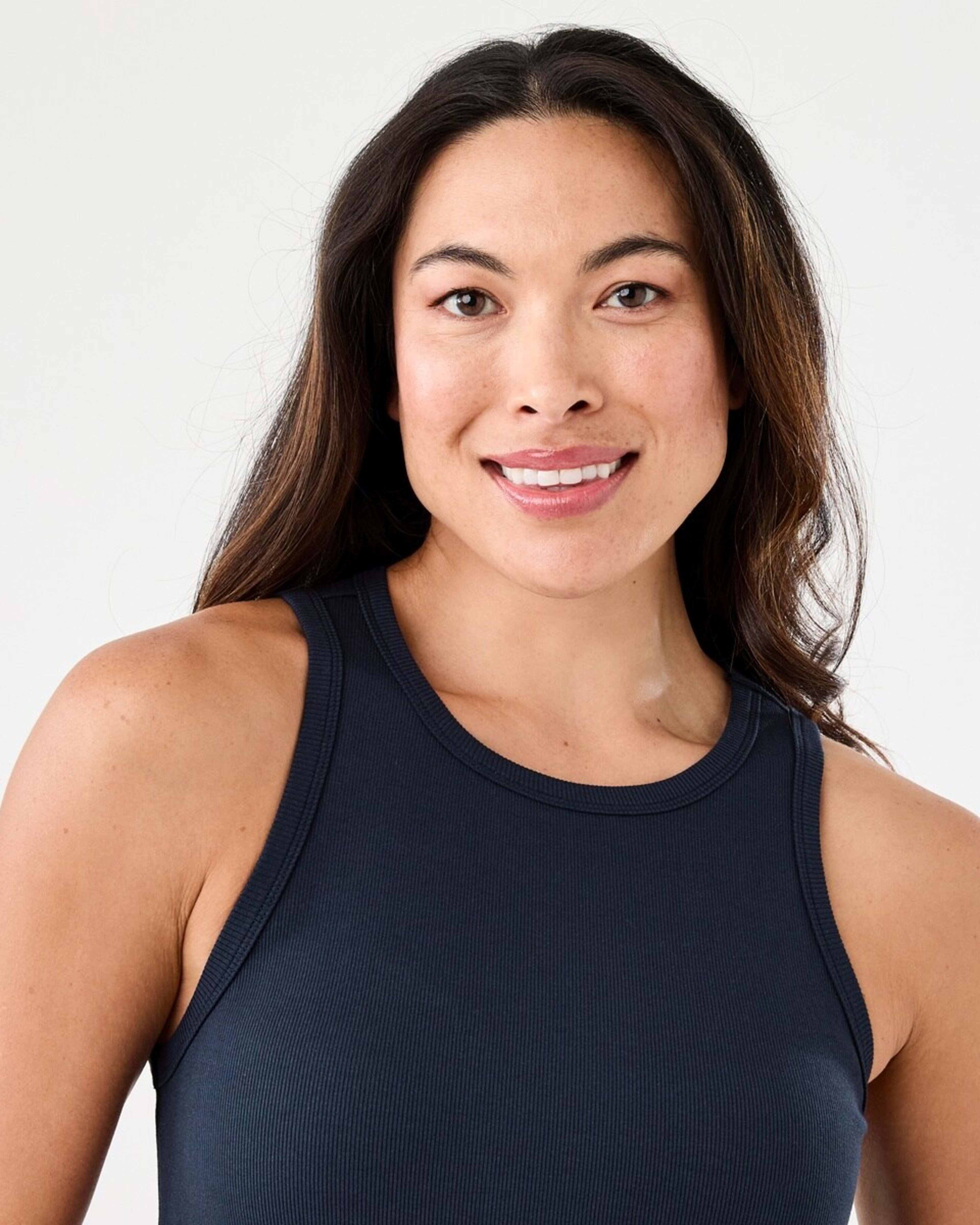 4 Sleeveless Racer Knit Woven Midi Dress Navy Blaze, 4 of 6