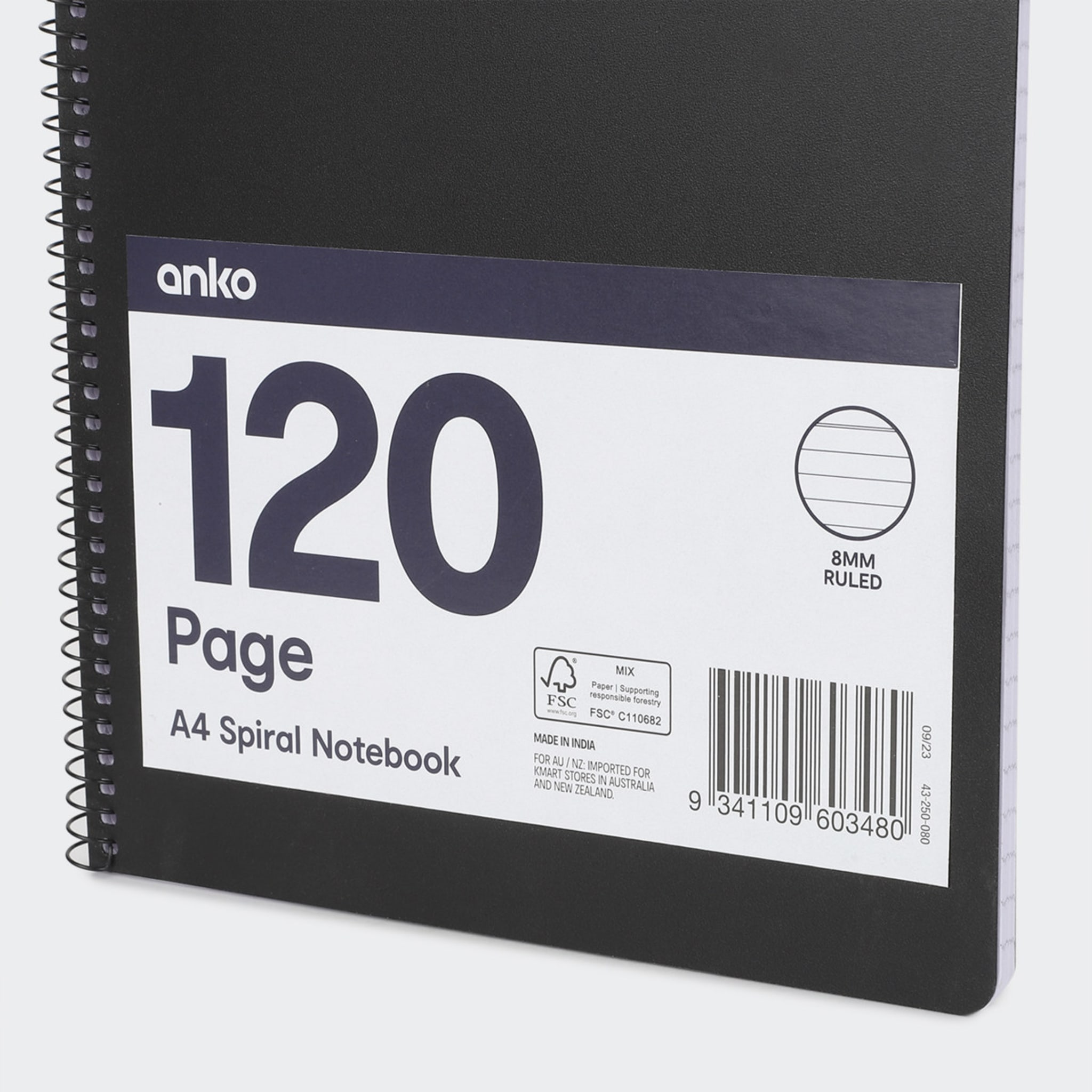 A4 Spiral Notebook Black Kmart