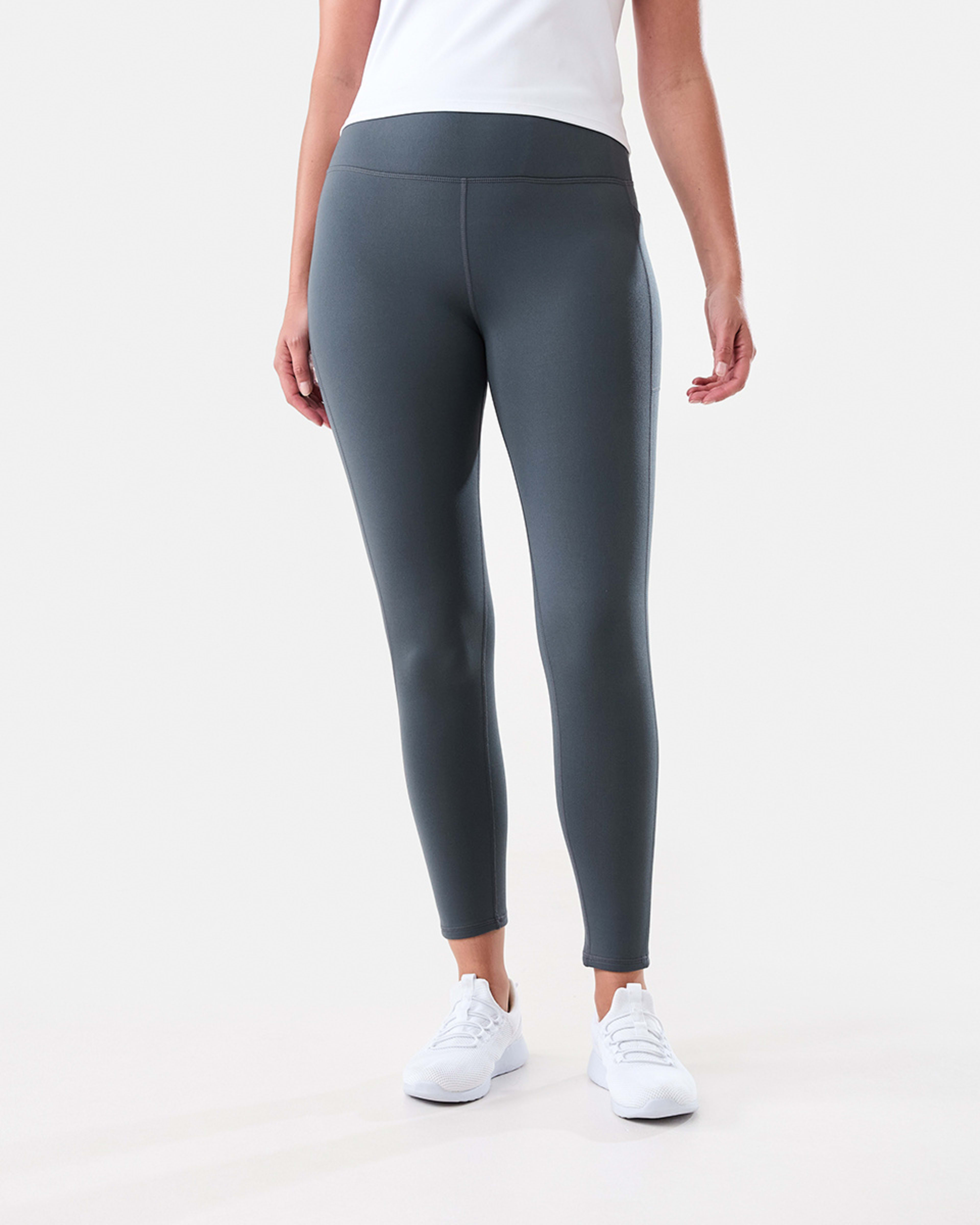 1 Active Womens Full Length Fleece Leggings HARMONY GREY, 1 of 5