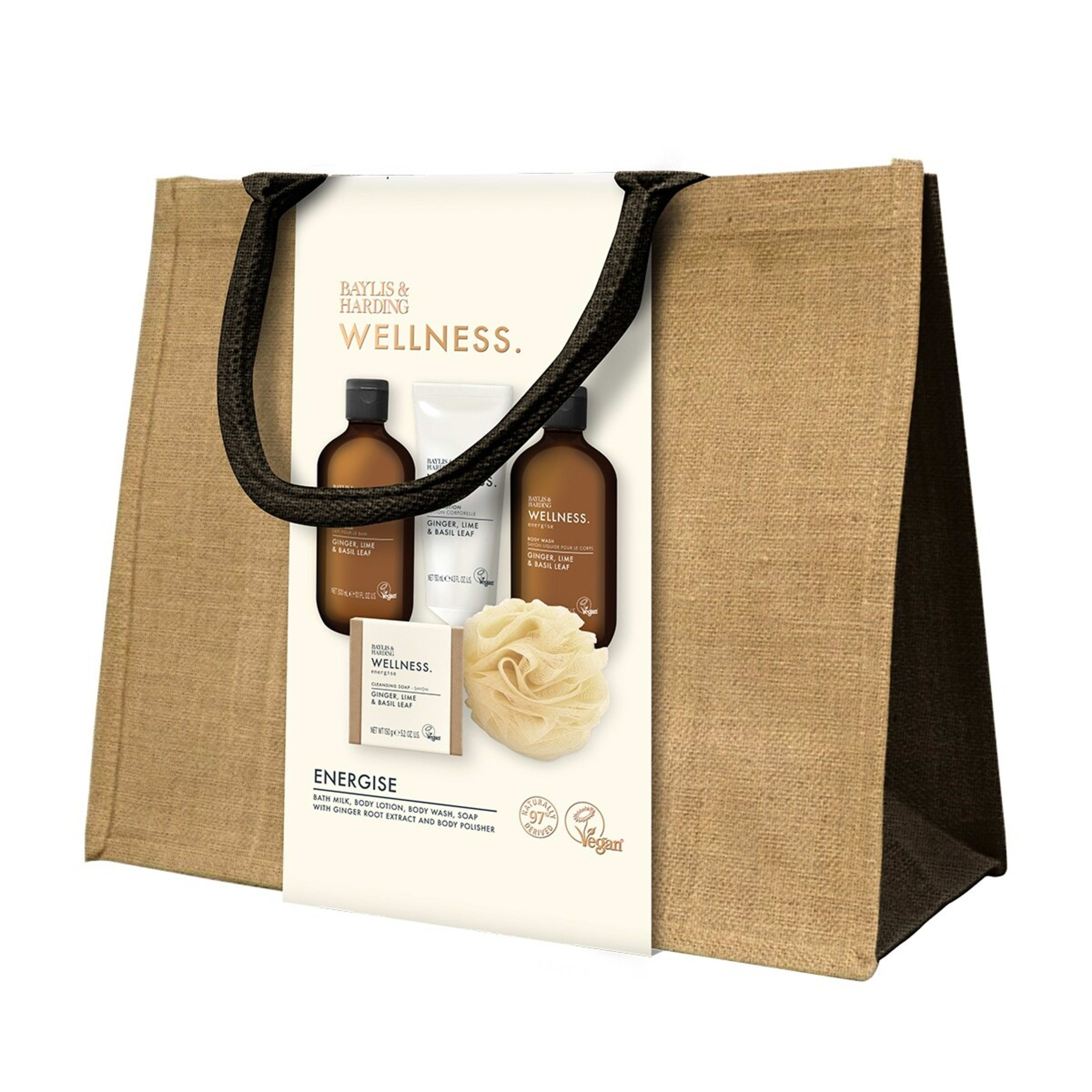1 Baylis & Harding Wellness and Energise Tote Bag Gift Set - Ginger, Lime and Basil Leaf, 1 of 4
