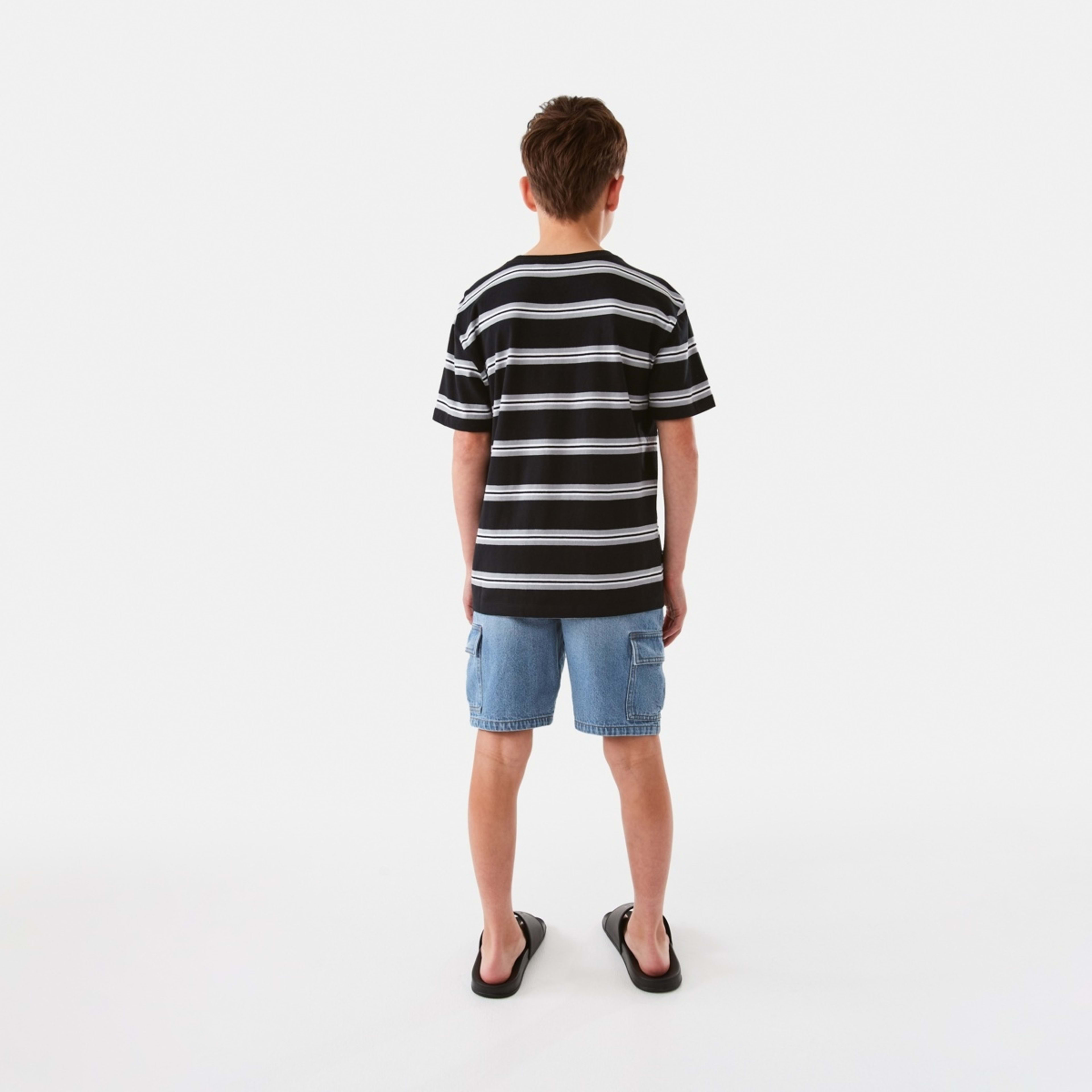 6 Short Sleeve Stripe T-shirt Blk Rtrstr, 6 of 8