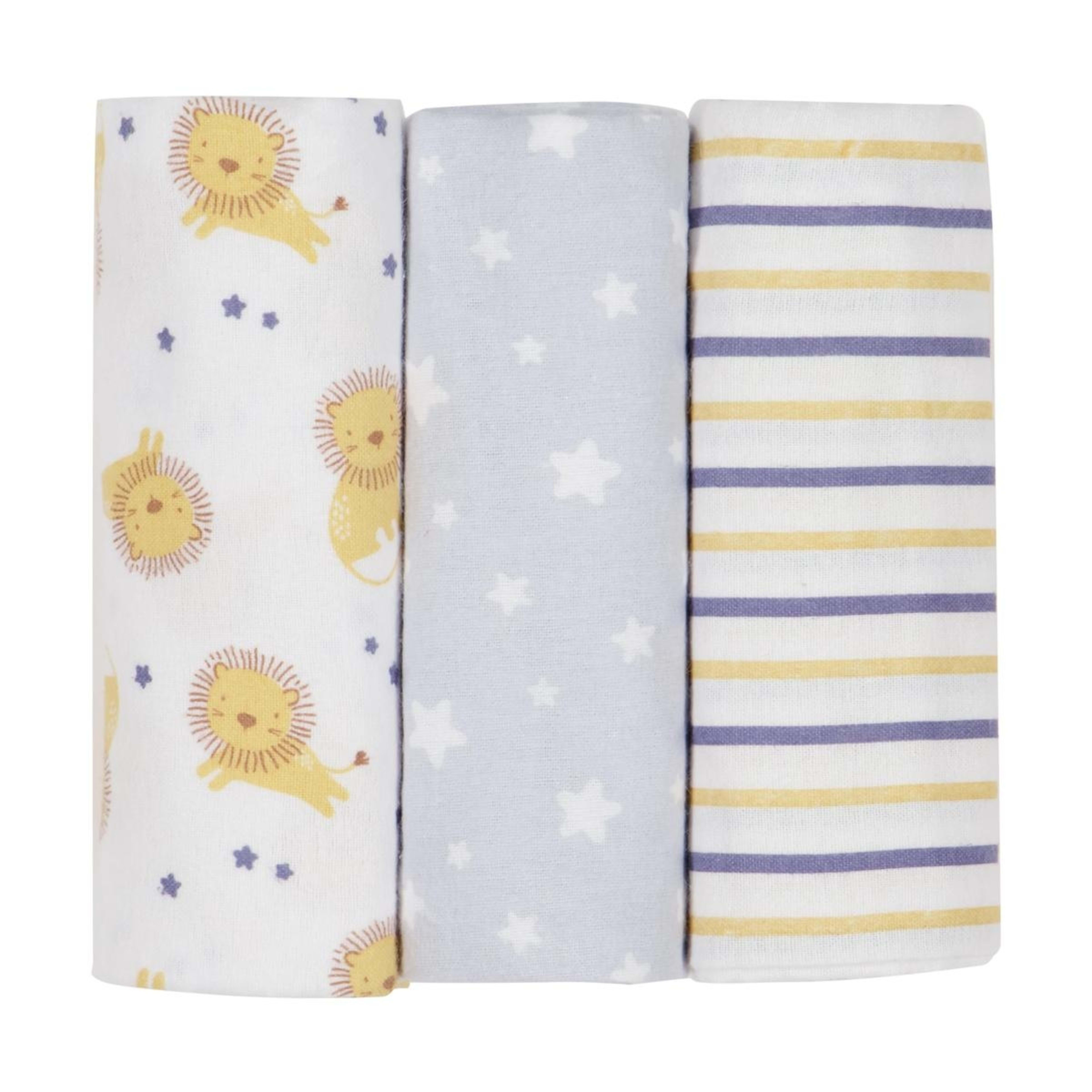 3 3 Pack Flannelette Wraps - Lion, 3 of 6