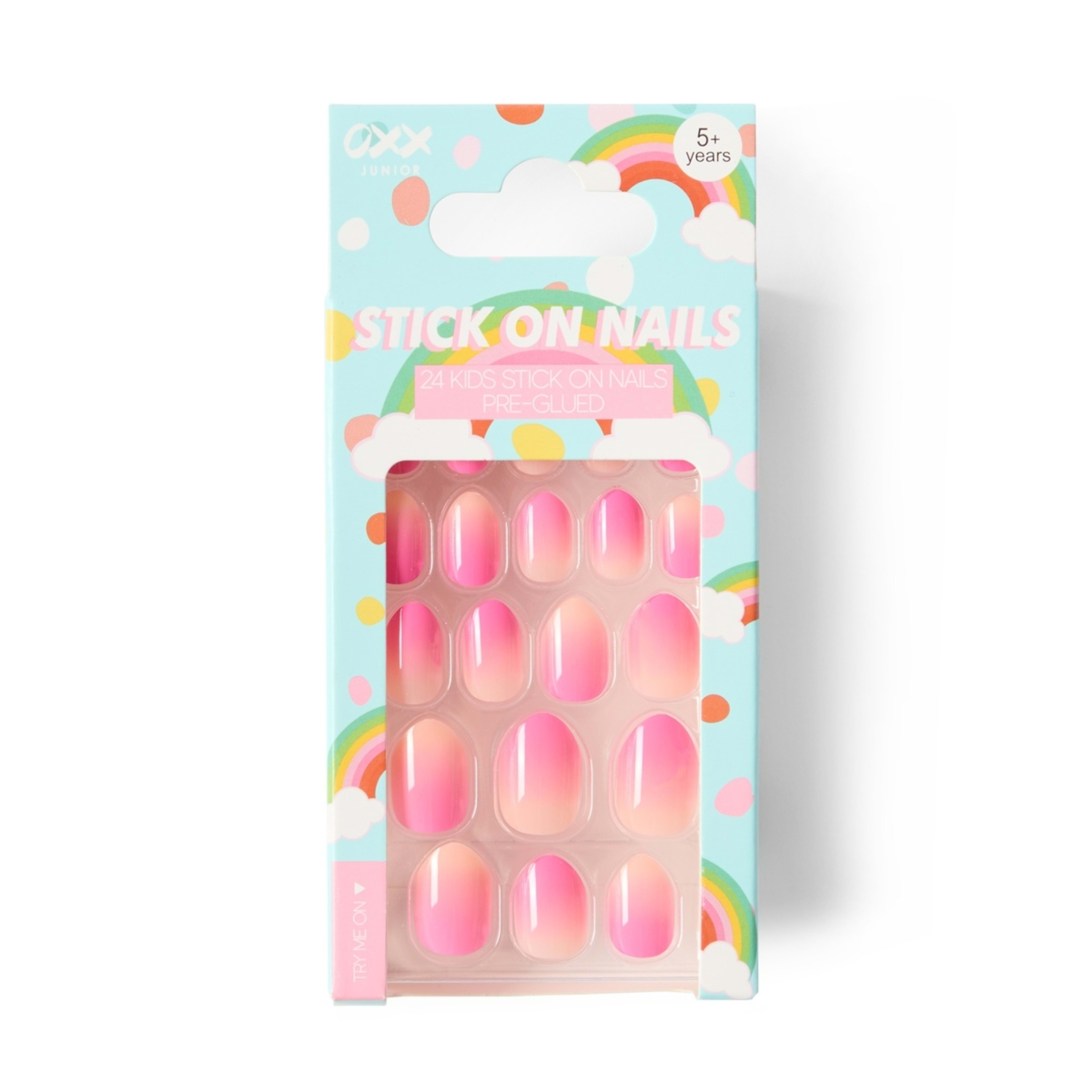 1 OXX Junior 24 Pack Pre-Glued Stick-On Nails - Sunrise Ombre, 1 of 5