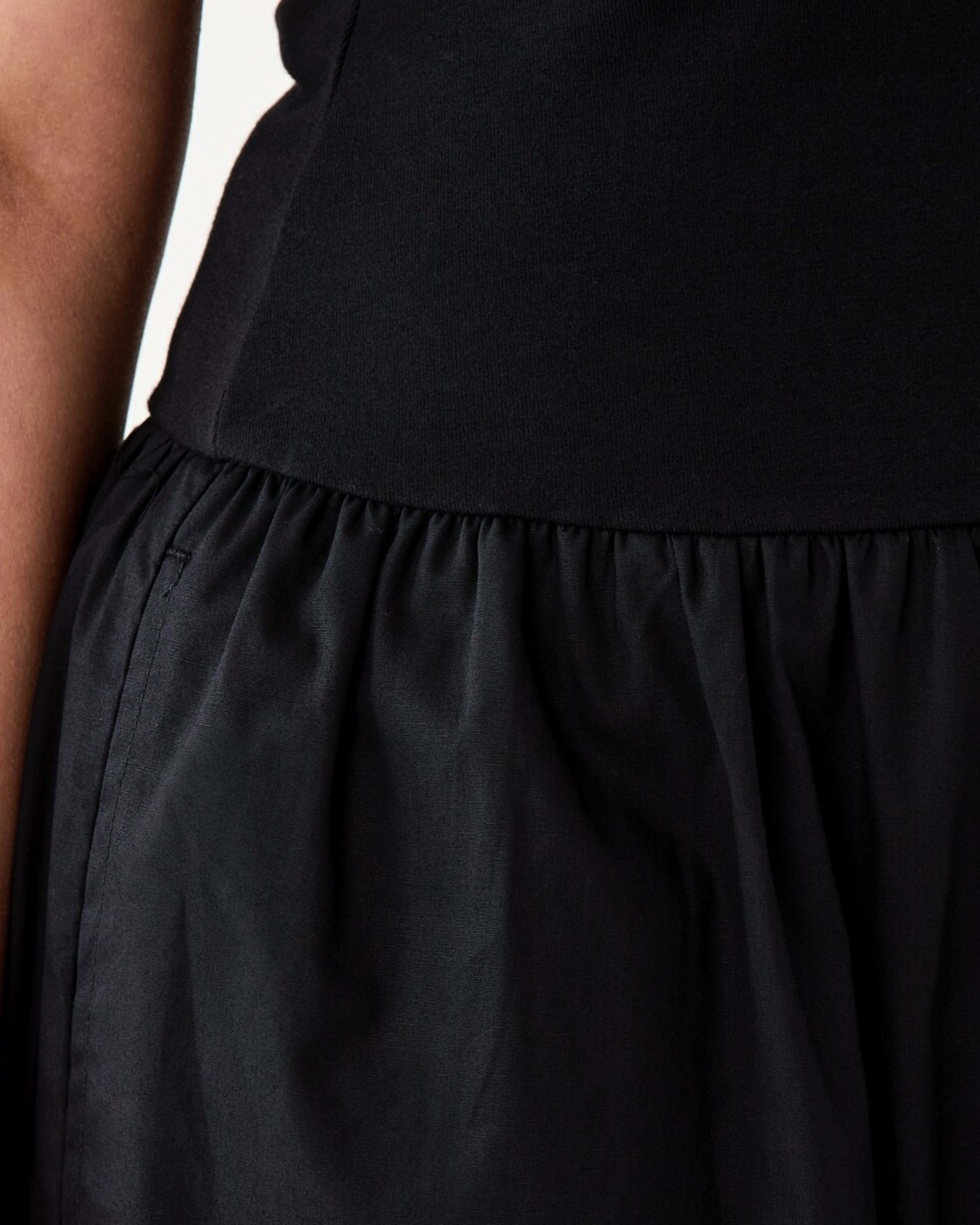 5 Short Sleeve Drop Waist Midi Dress BLACK, 5 of 6