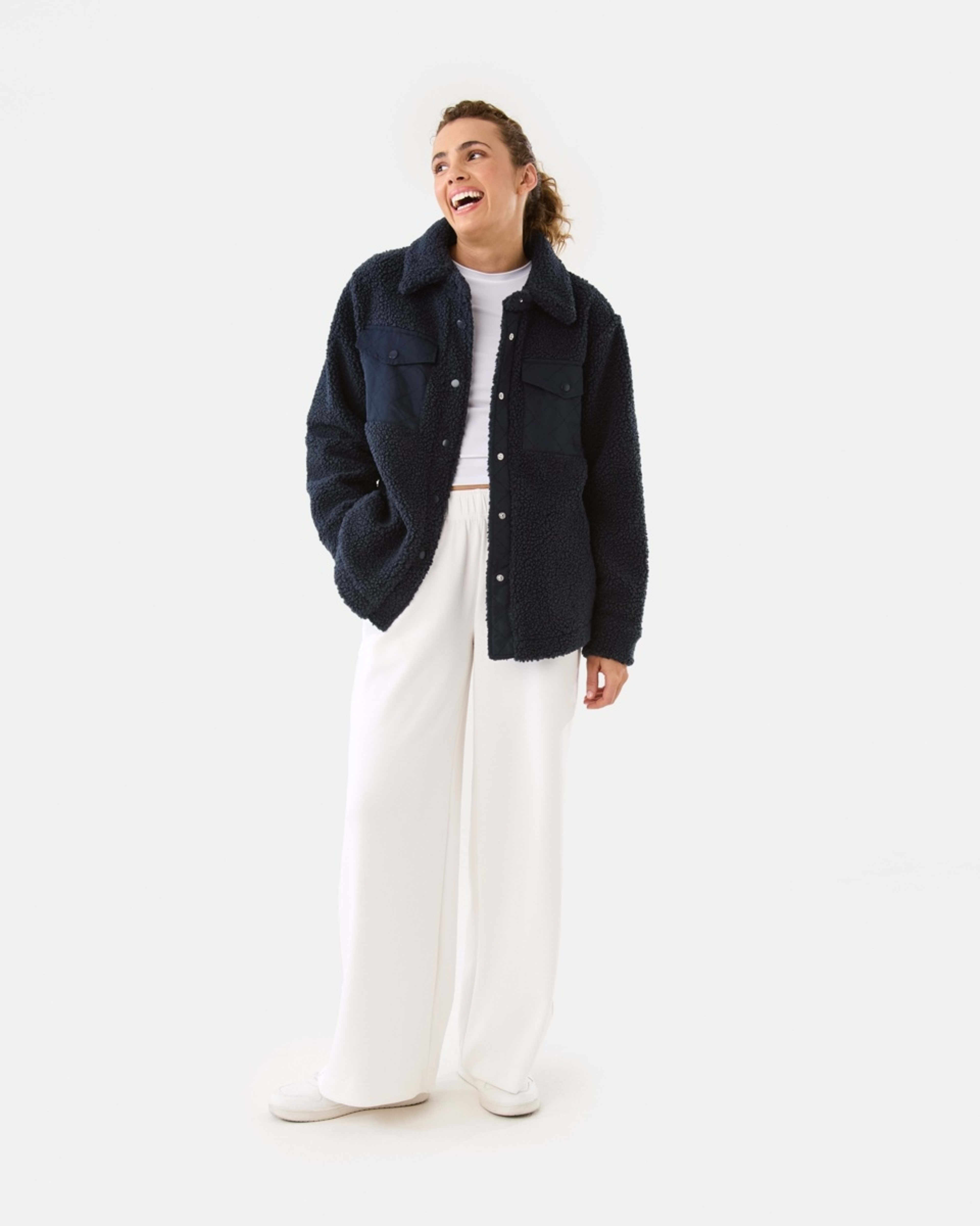 3 Active Womens Sherpa Jacket Shade Navy, 3 of 10