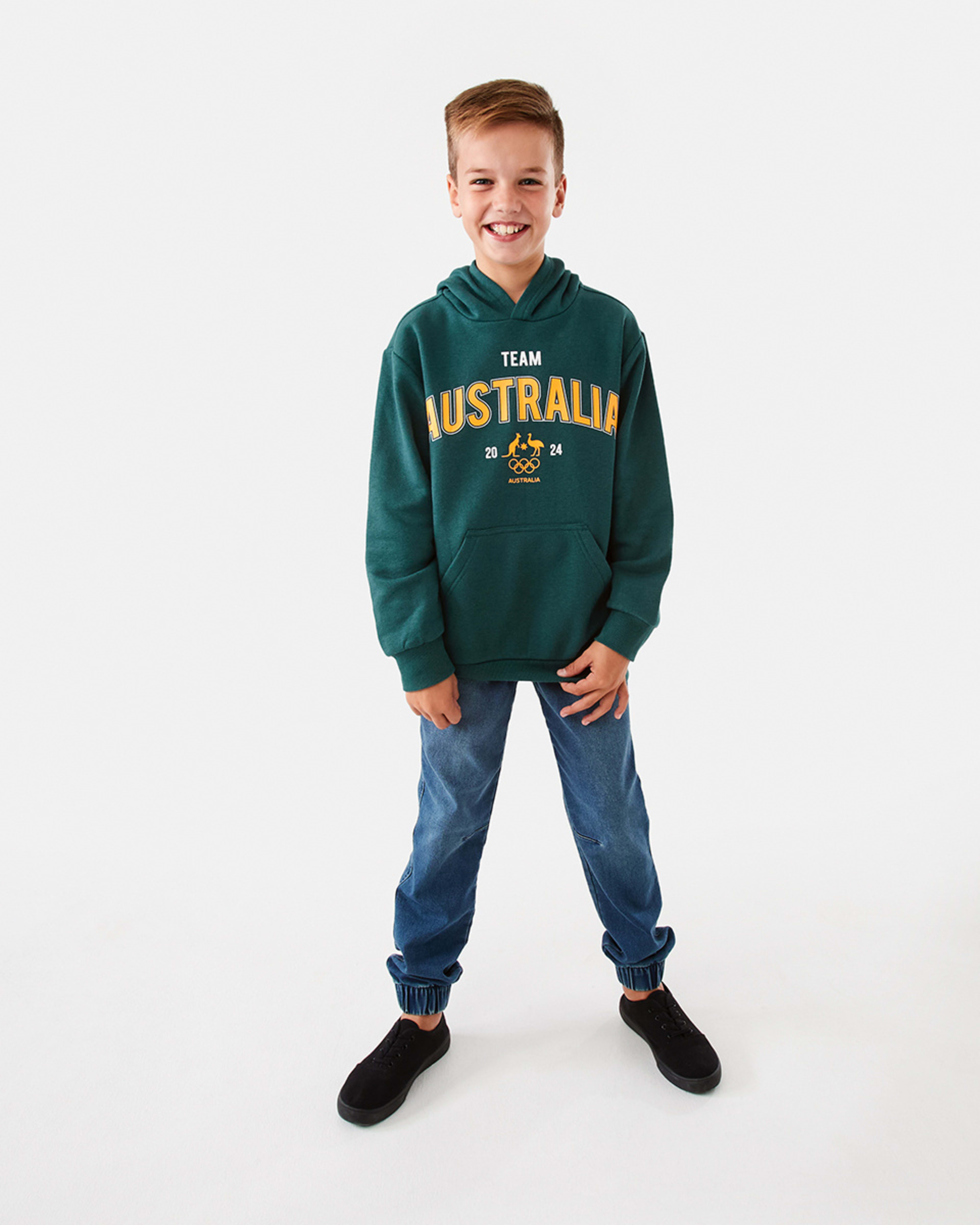 6 Active Kids Olympics Team Aus Youth Hoodie Oz Green, 6 of 9