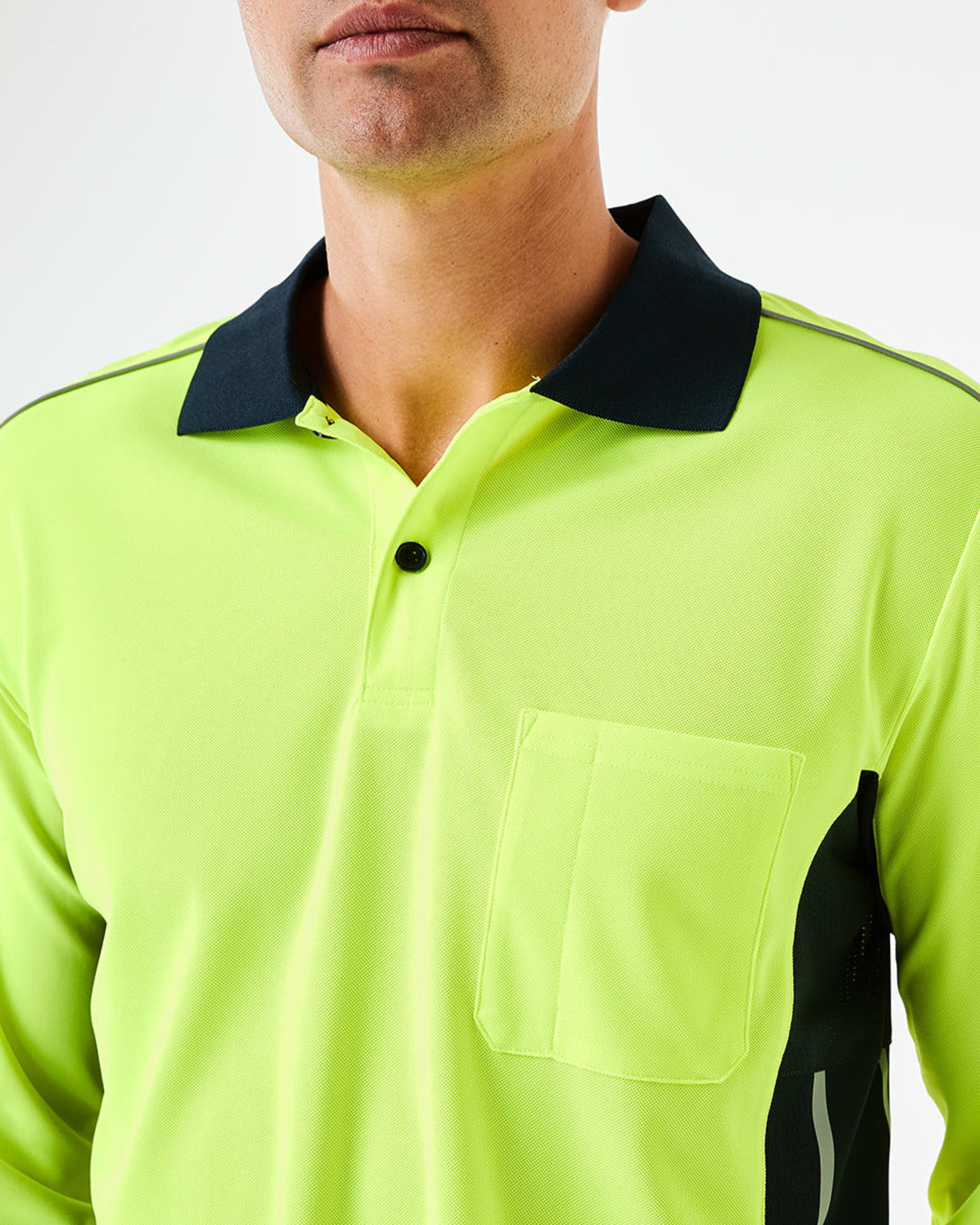 Workwear Long Sleeve Reflective Fluorescent Polo Shirt Kmart