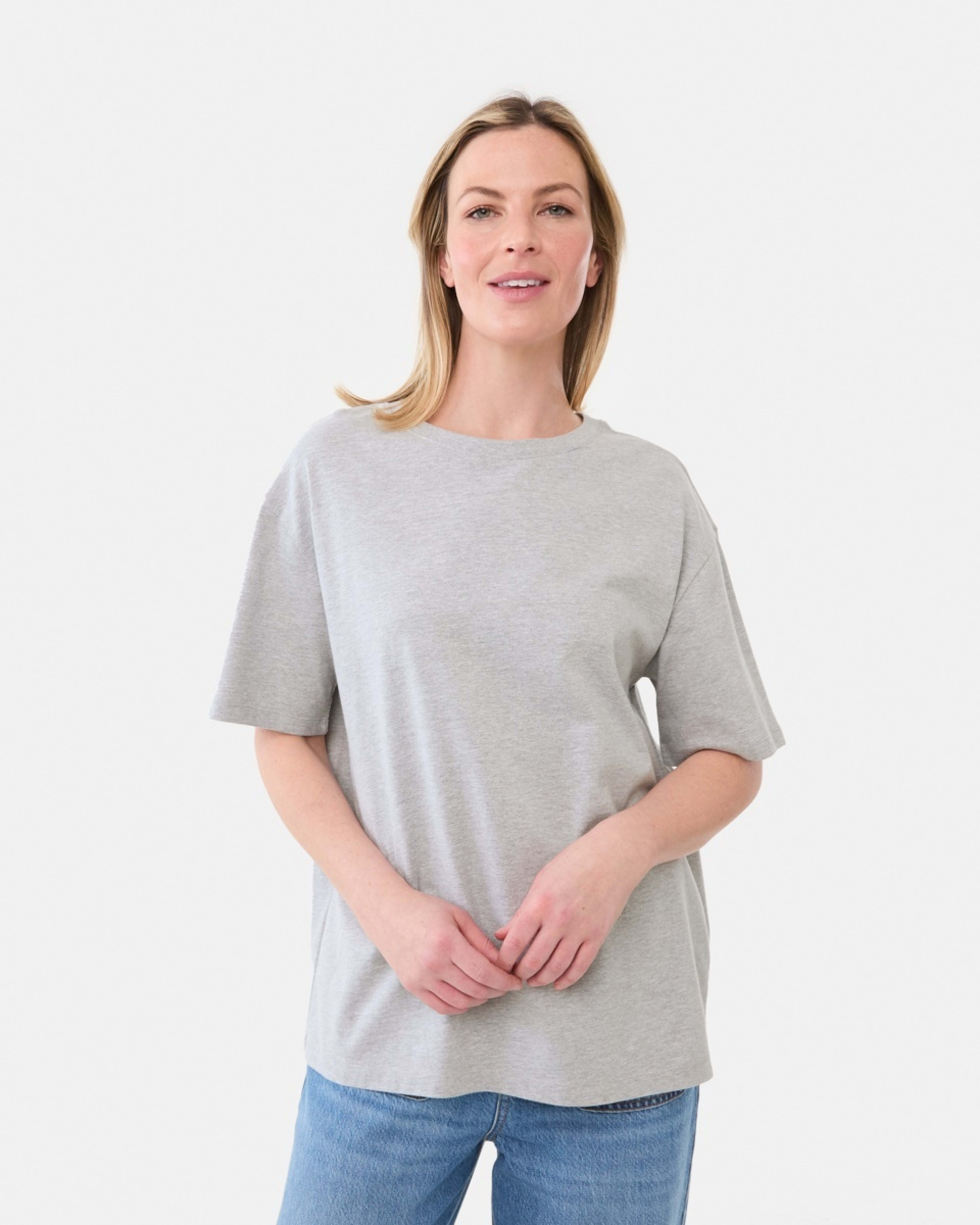 1 Short Sleeve Oversized Boyfriend T-shirt SILVER MARLE, 1 of 5