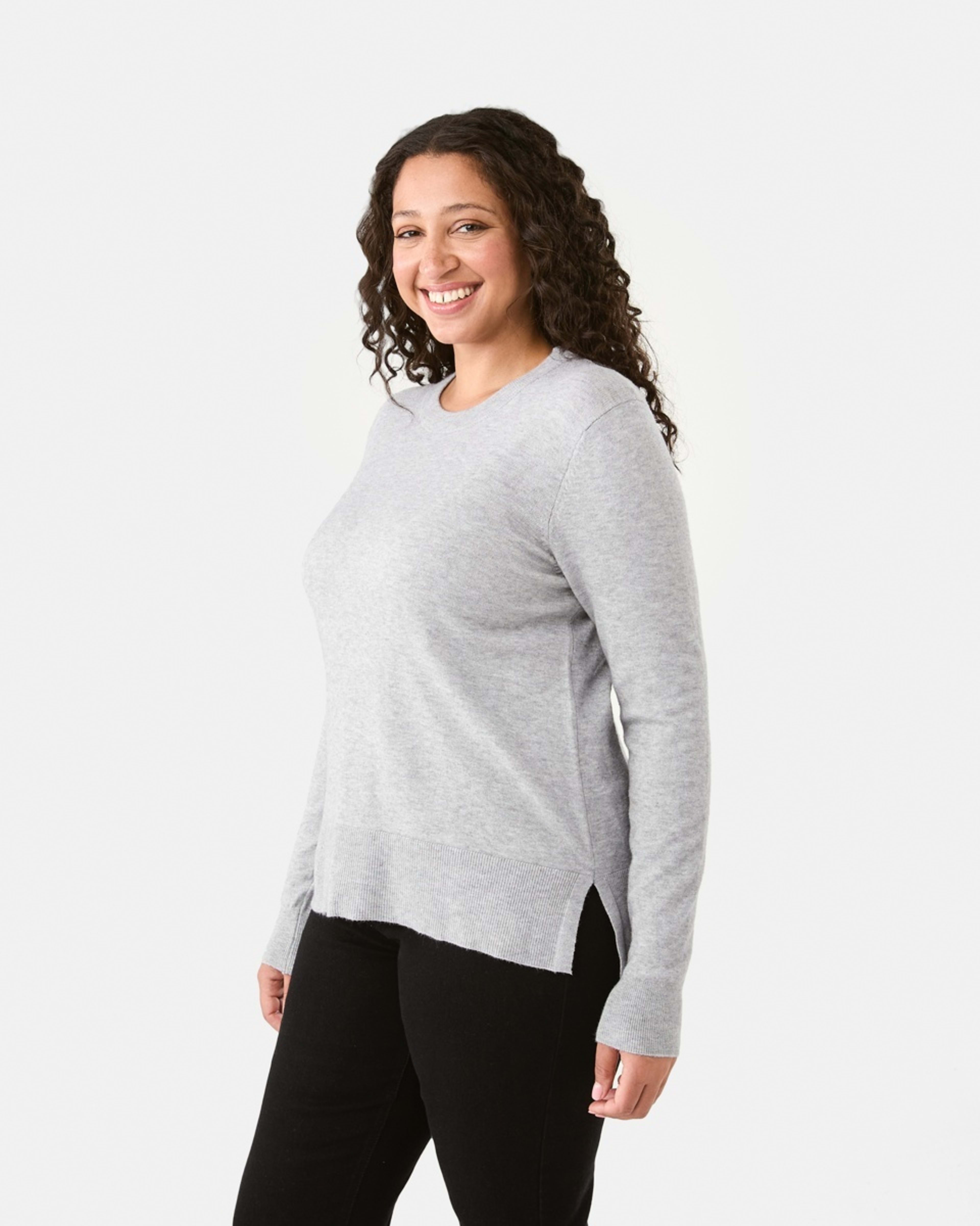 2 Crew Neck Lightweight Jumper Grey Marle, 2 of 7