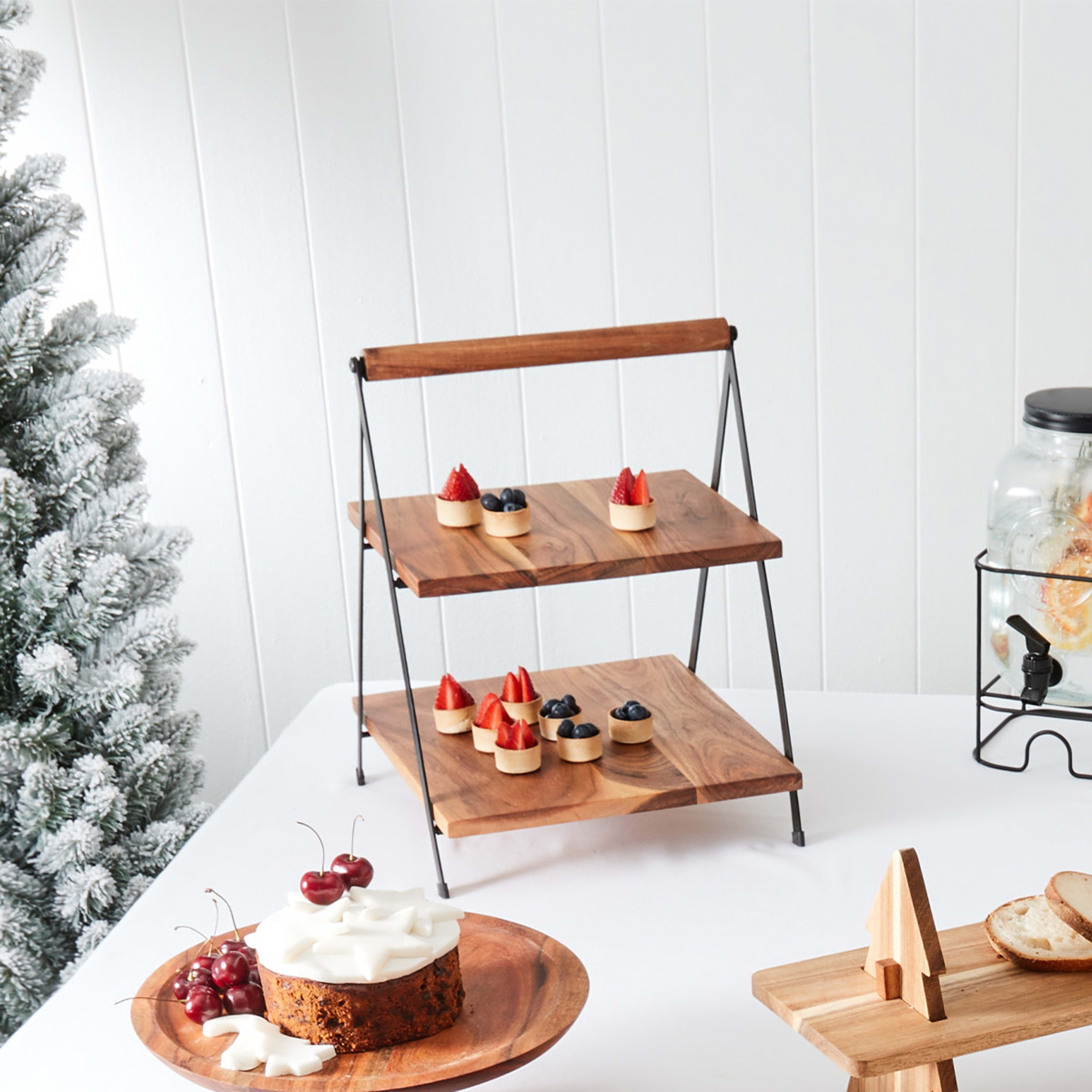 8 2 Tier Acacia Serving Stand, 8 of 8