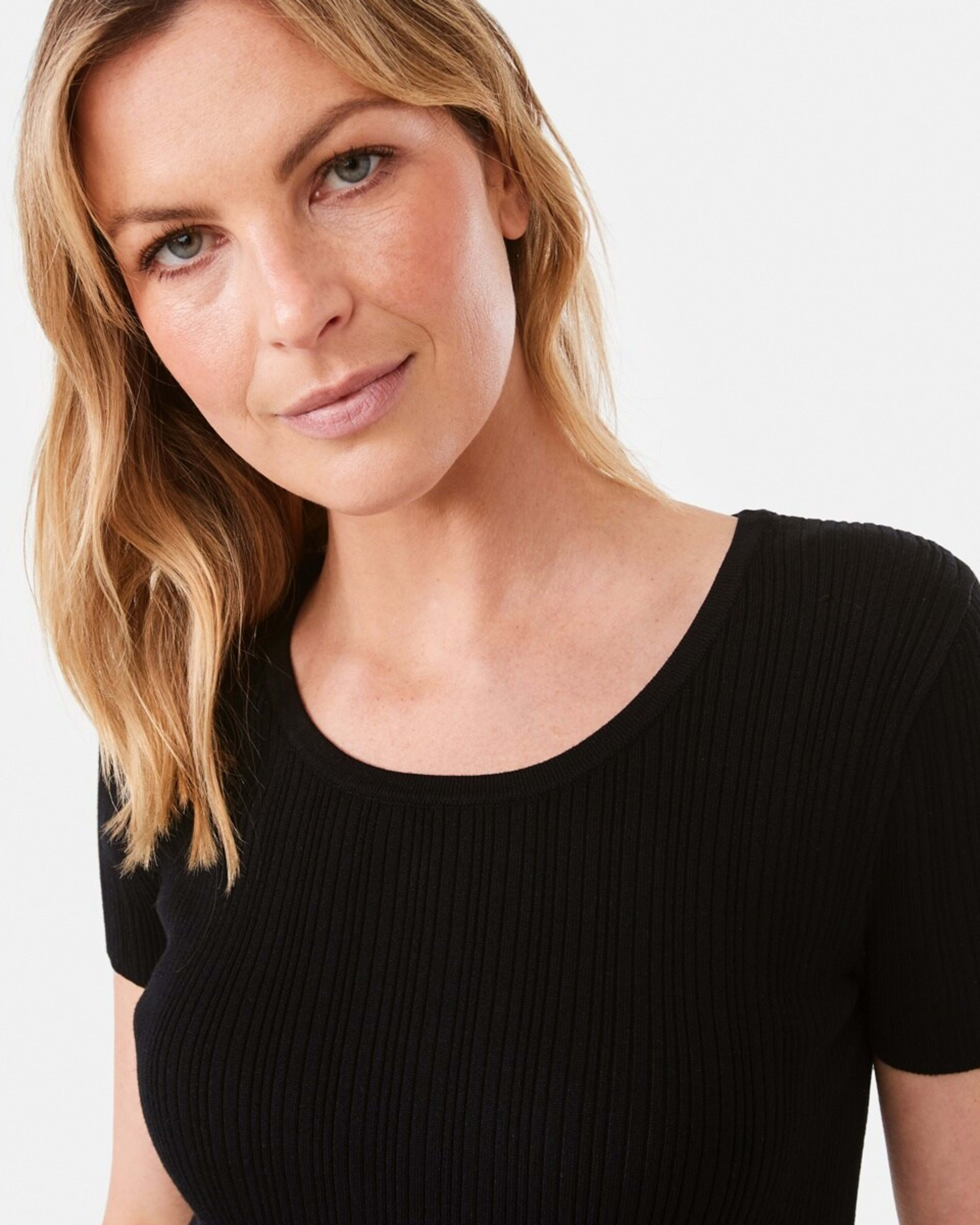 5 Short Sleeve True Knit Rib T-shirt Black, 5 of 7