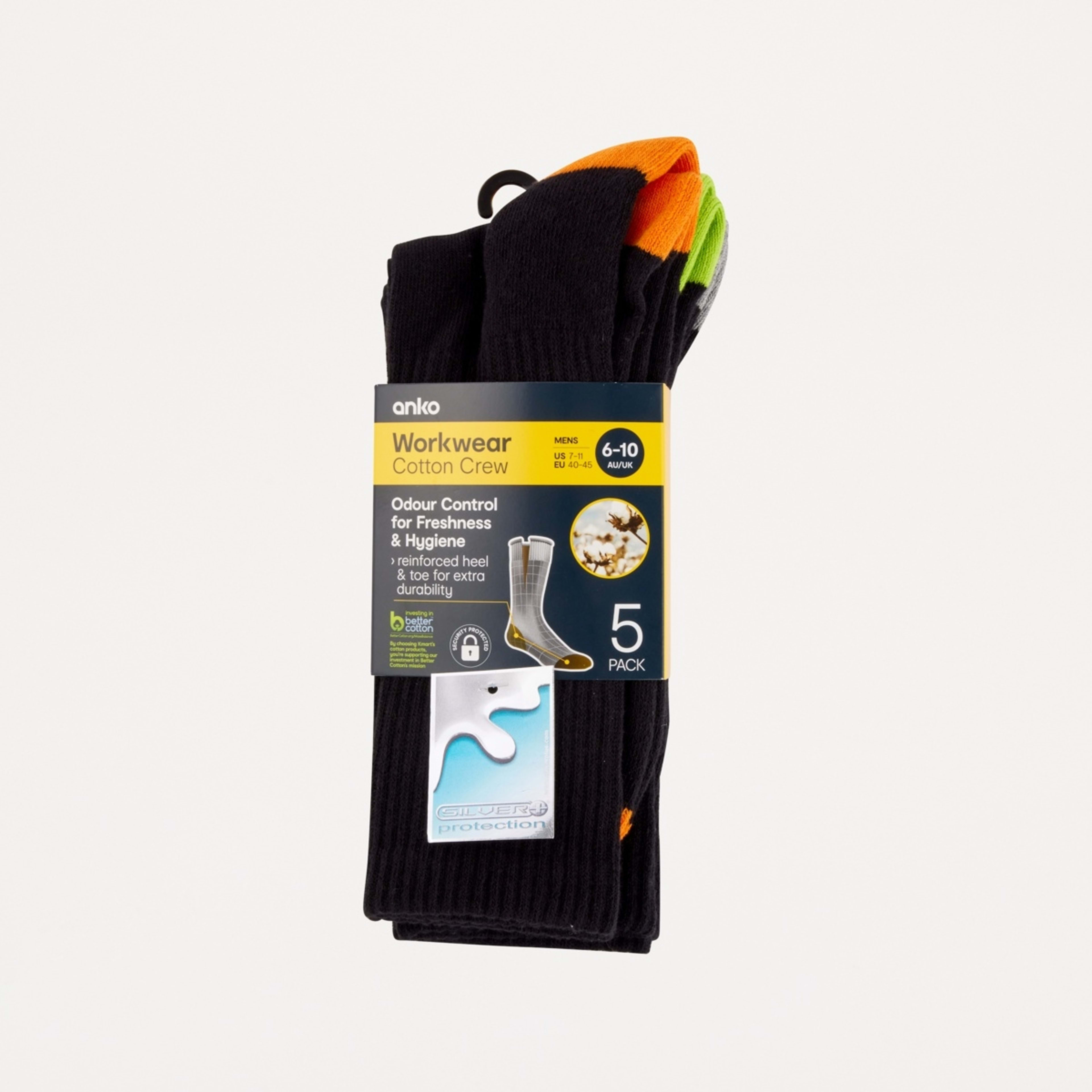 3 5 Pack Work Socks Black Grey Hi Vis, 3 of 3