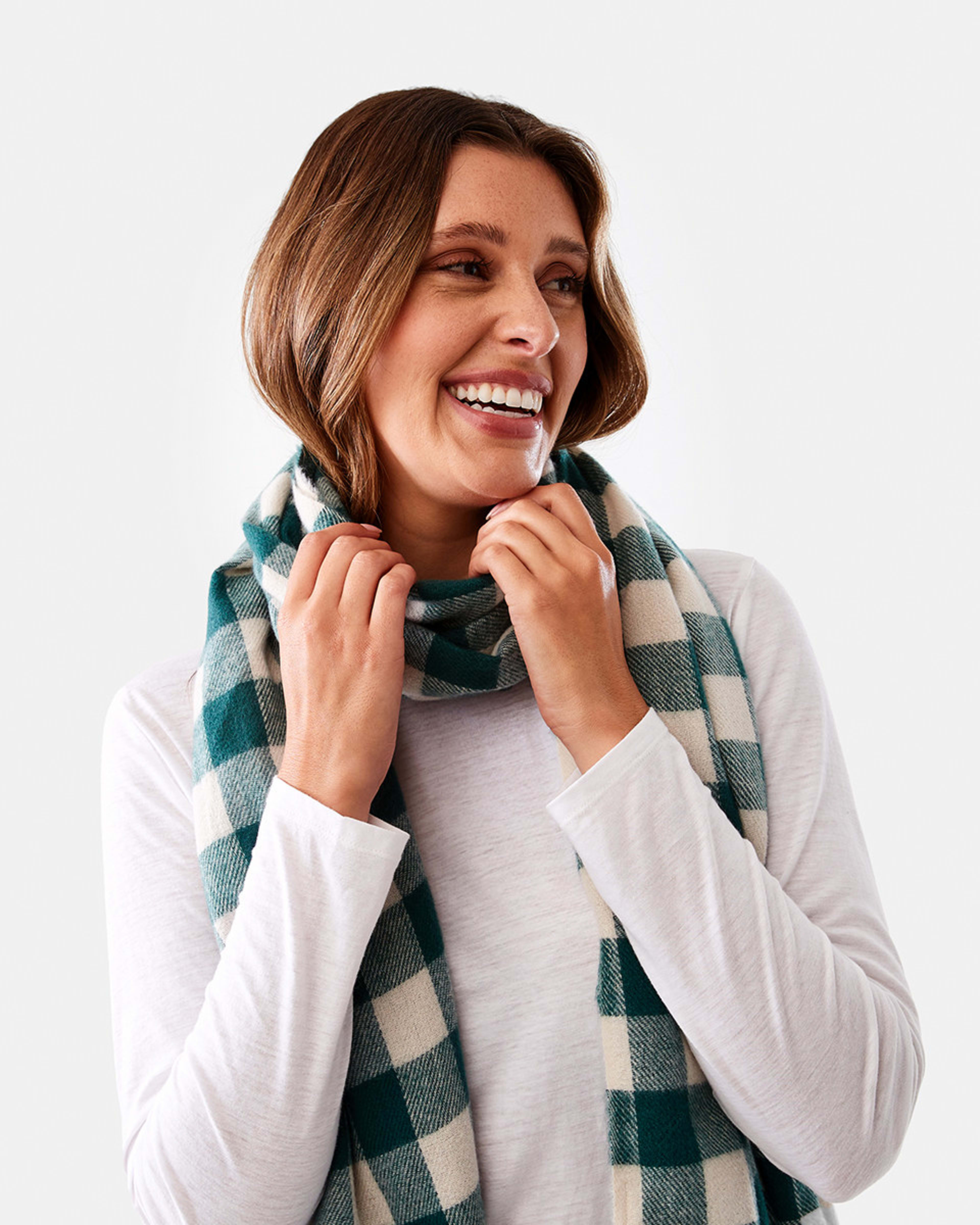 4 Check Tassel Scarf Green Chk, 4 of 4