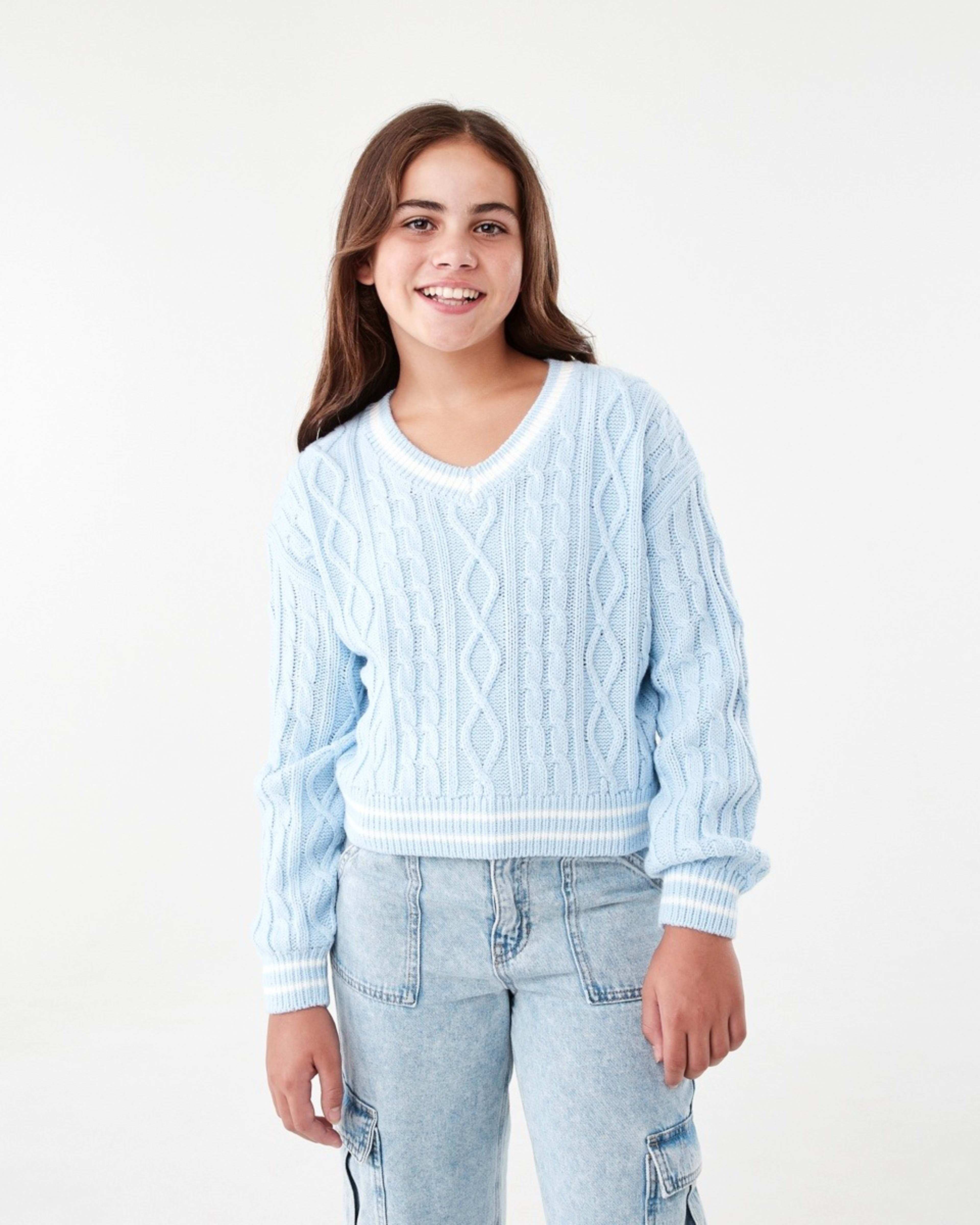 1 Cable Knit Jumper Doll Blue, 1 of 9