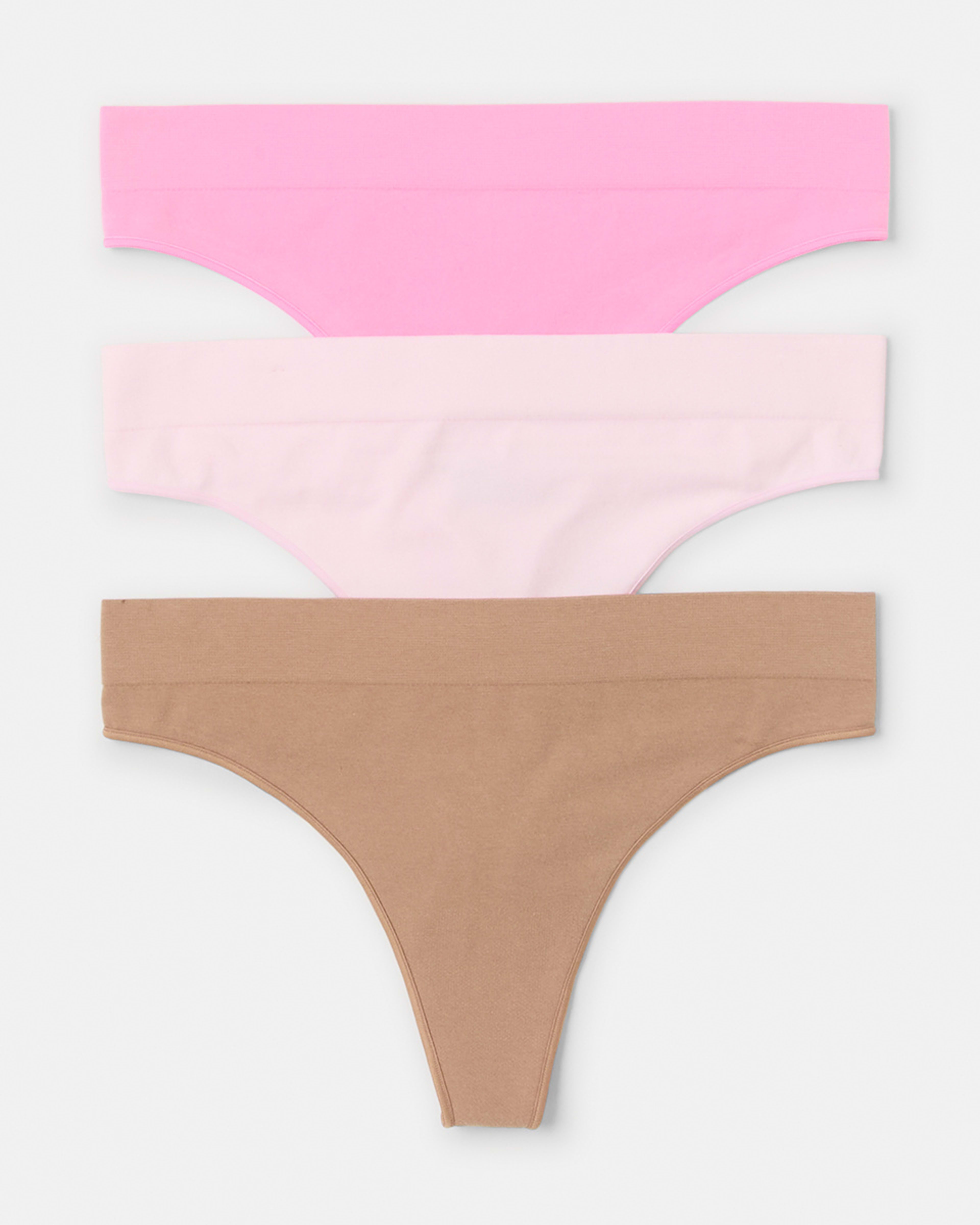 1 3 Pack Seamfree Cotton G-String Briefs BALLERINA, SACHET PINK, SOFT CLAY, 1 of 8