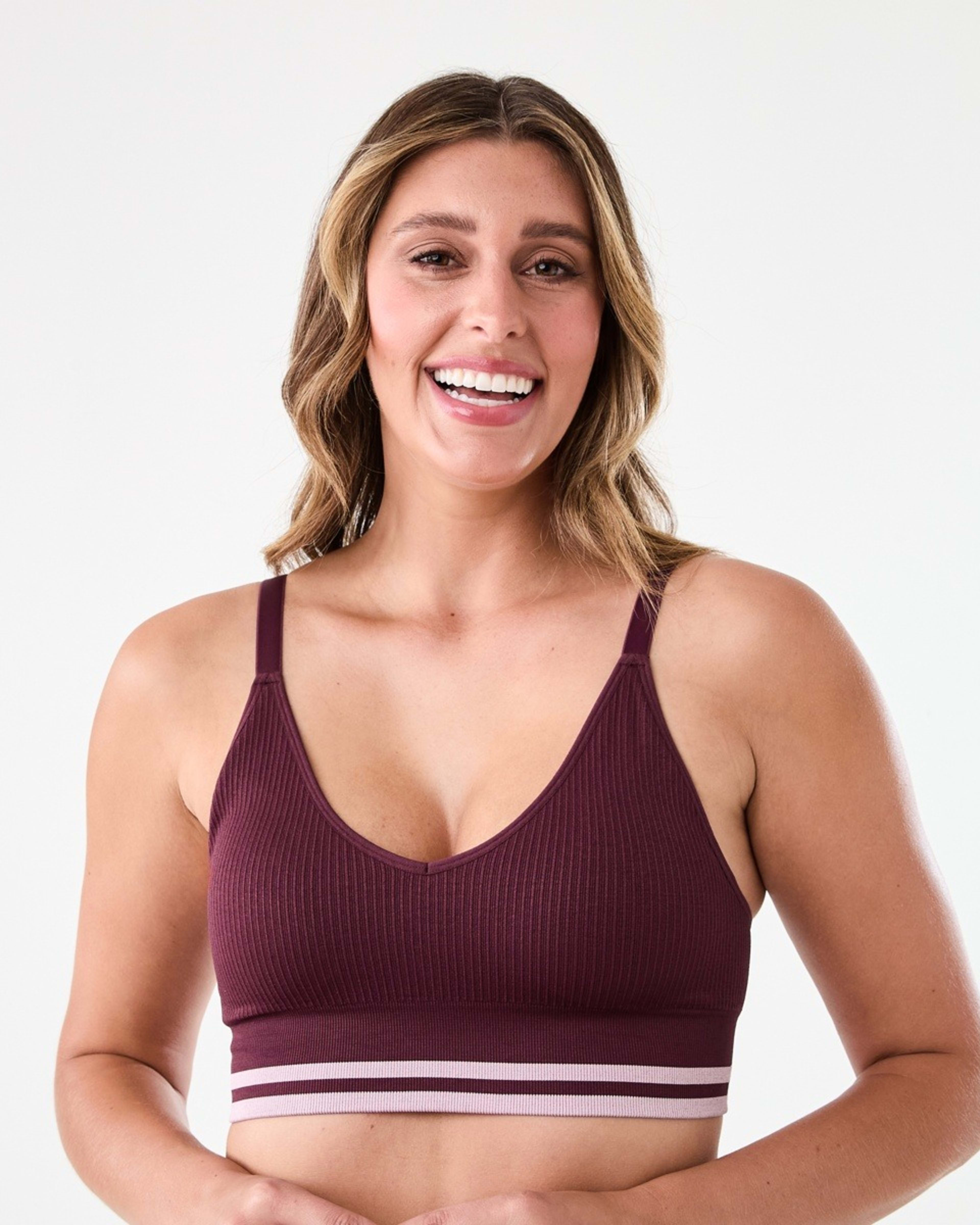 1 Sports Medium Support Seamfree Crop Top WINDSOR WINE, 1 of 6