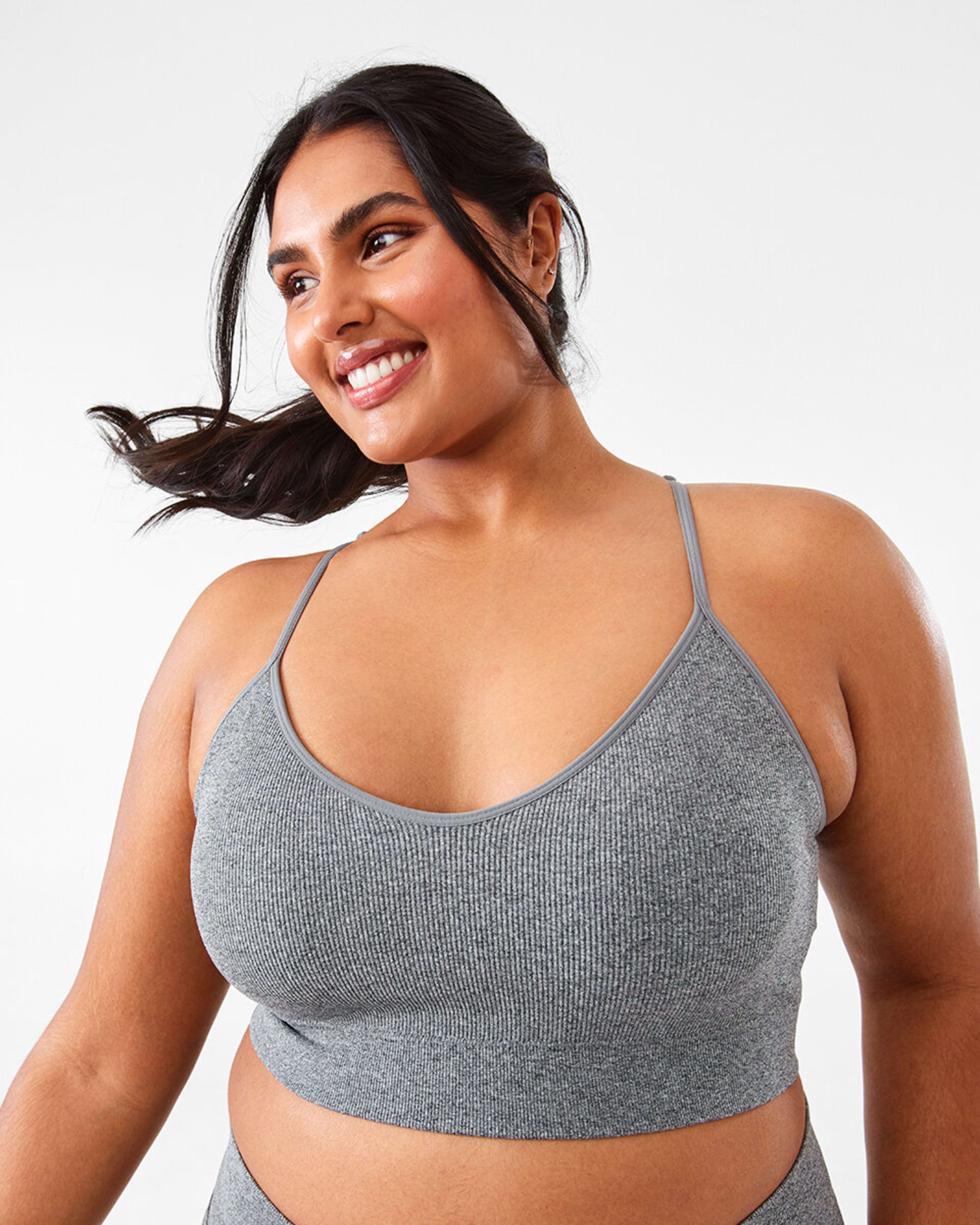3 Active Womens Seamfree Racerback Crop Grey Marle, 3 of 9