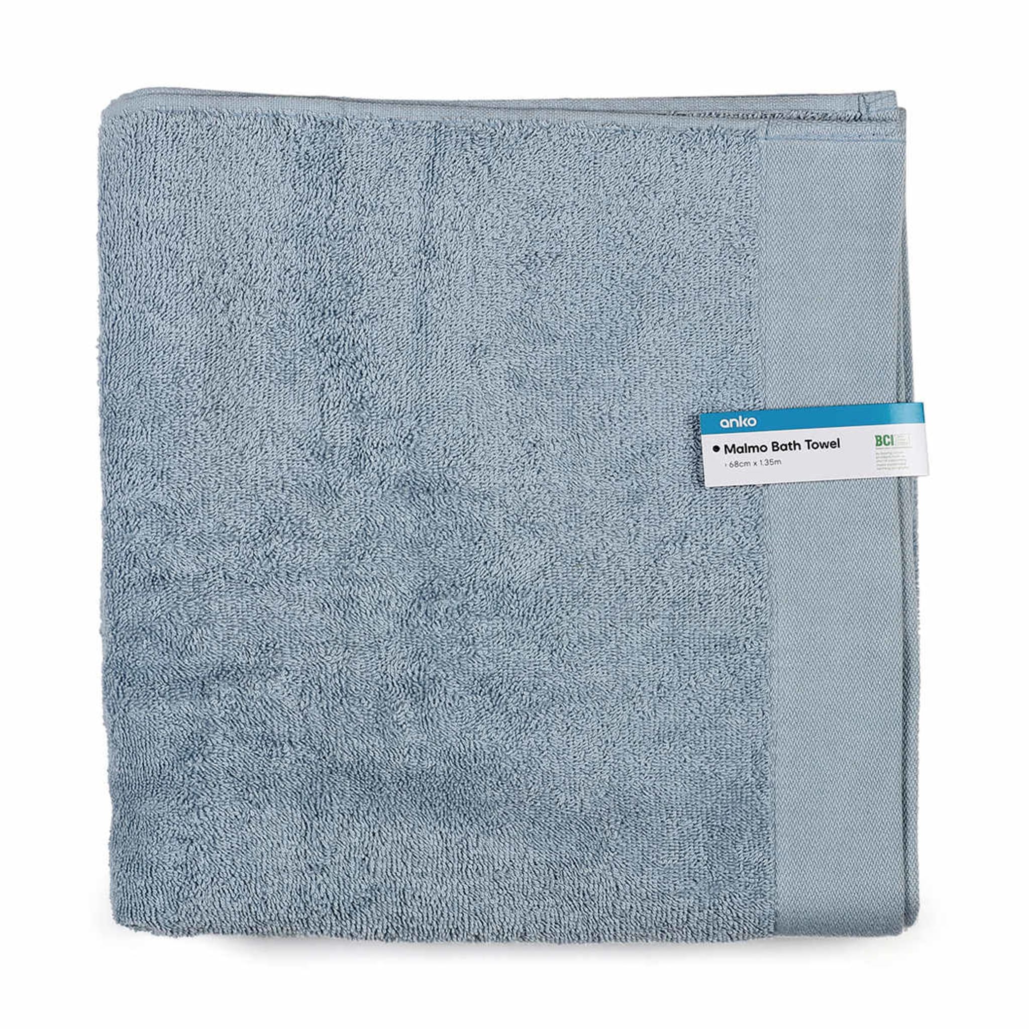 Malmo Cotton Bath Towel Blue Kmart NZ