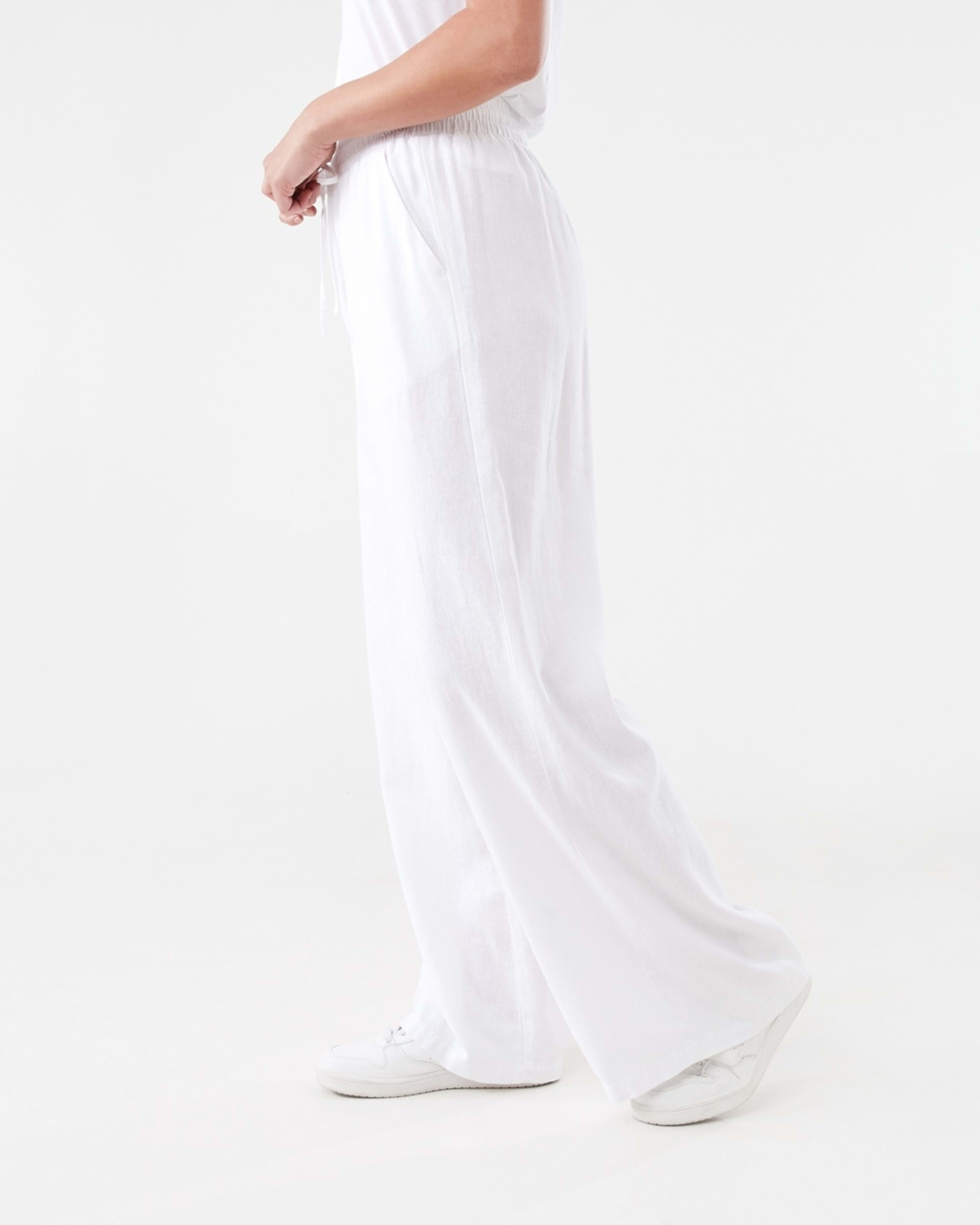 2 Linen Blend Wide Leg Pants WHITE, 2 of 5