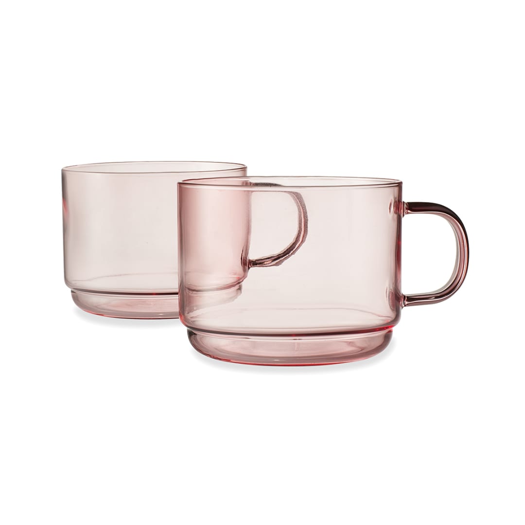 2 Pink Glass Mugs Kmart