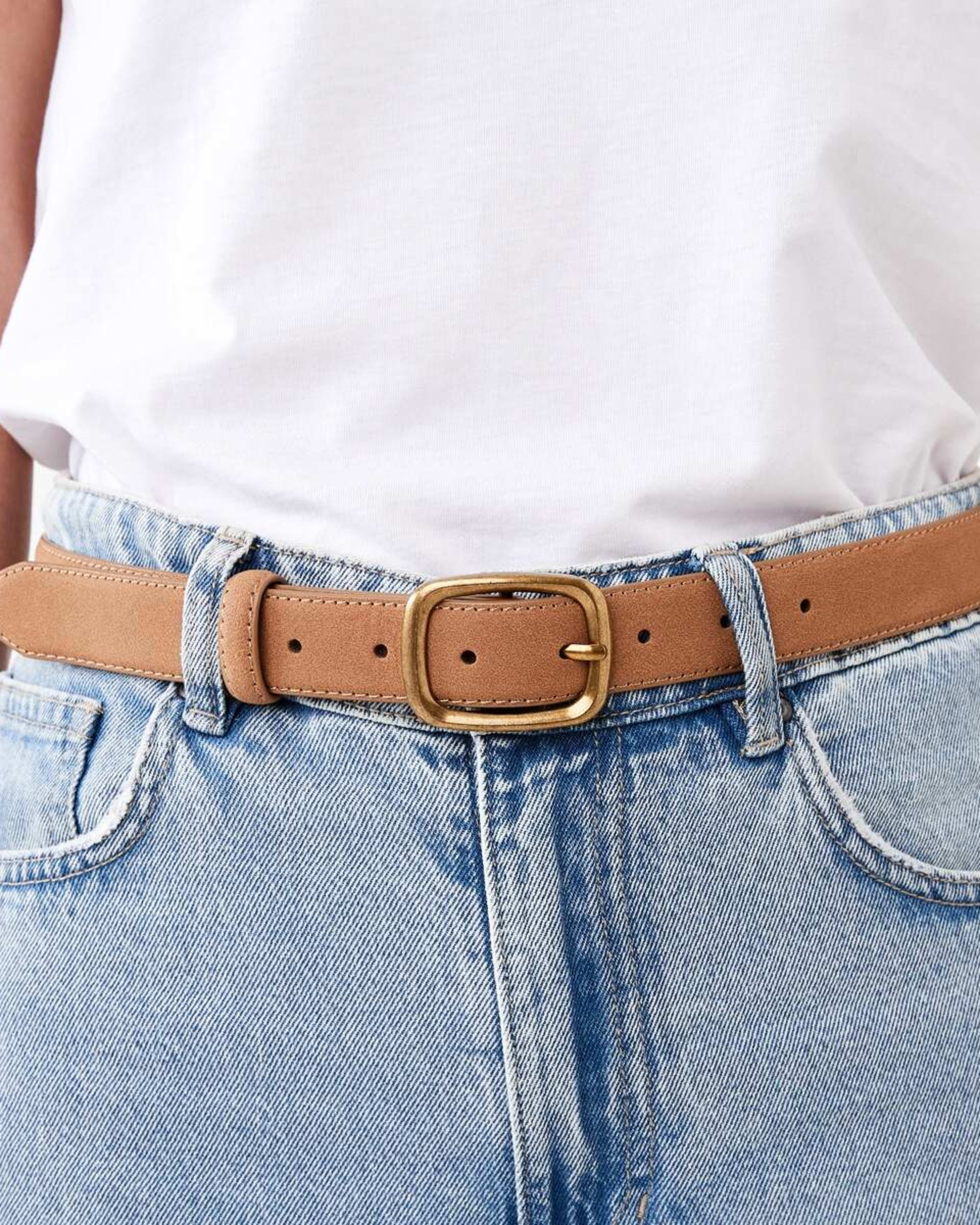 3 Soft Rectangle Jeans Belt DEEP CAMEL, 3 of 4