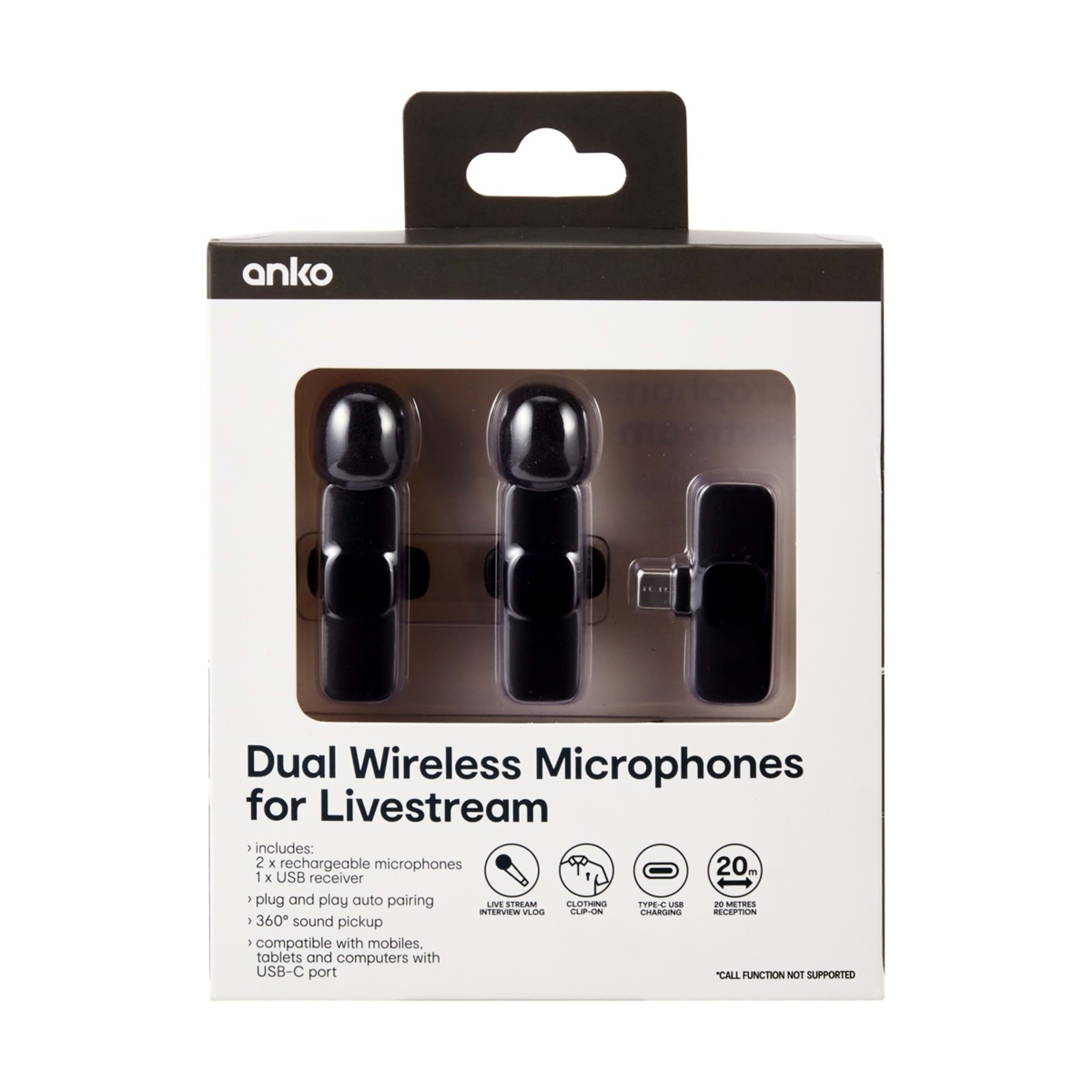 1 2 Pack Wireless Mini Microphones