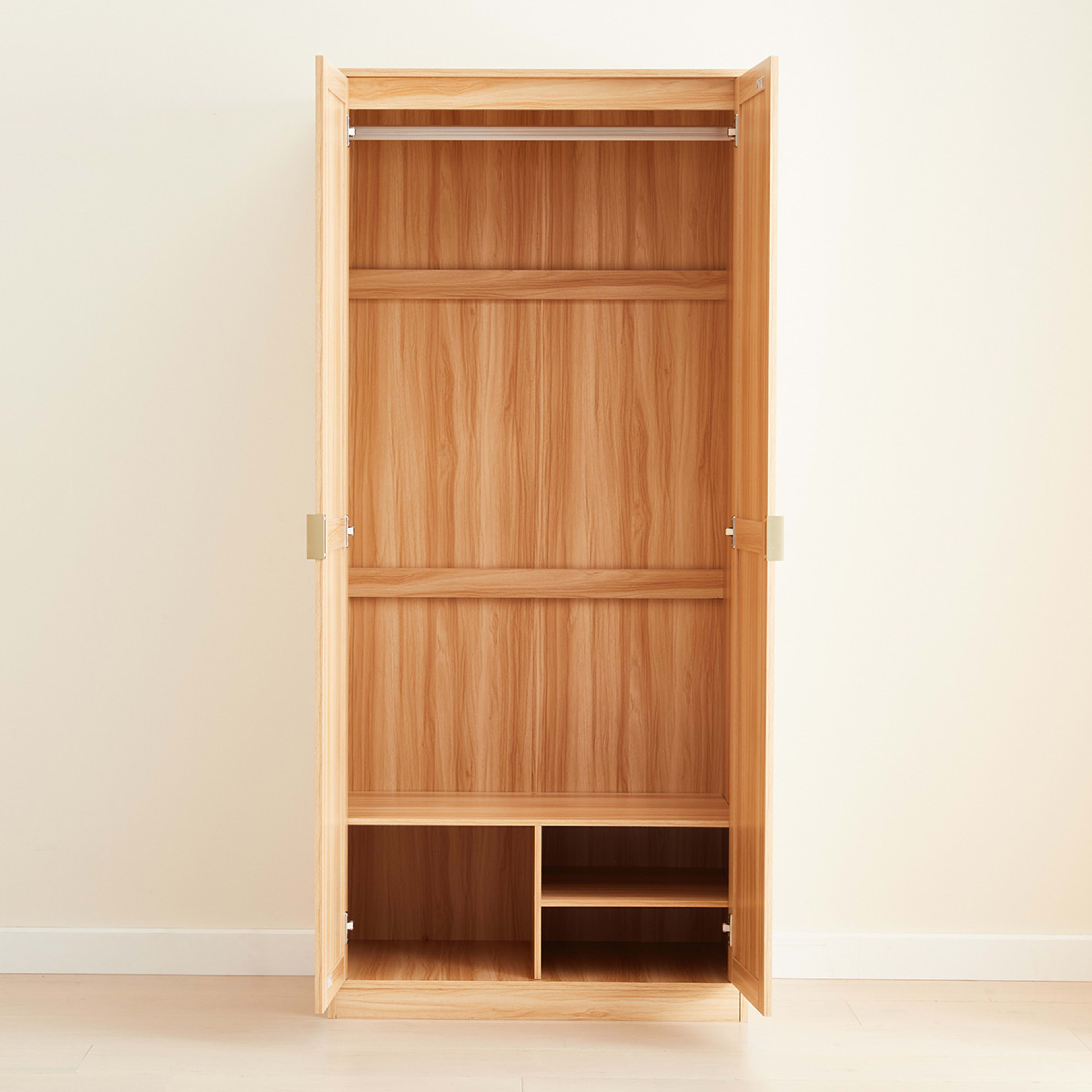 Rattan Wardrobe Double Hanging Storage with Shelf Kmart