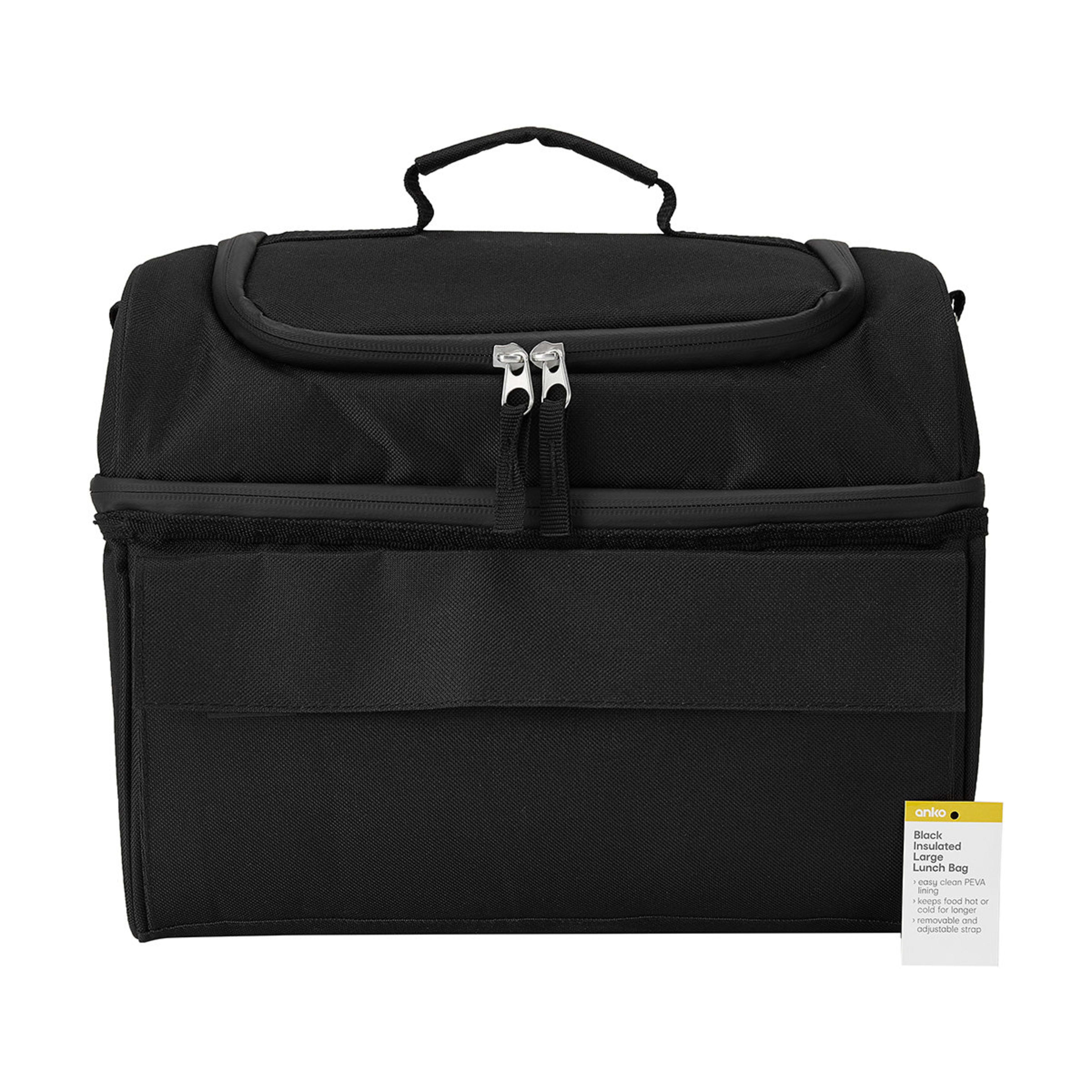 9 Black Insulated Large Lunch Bag, 9 of 10