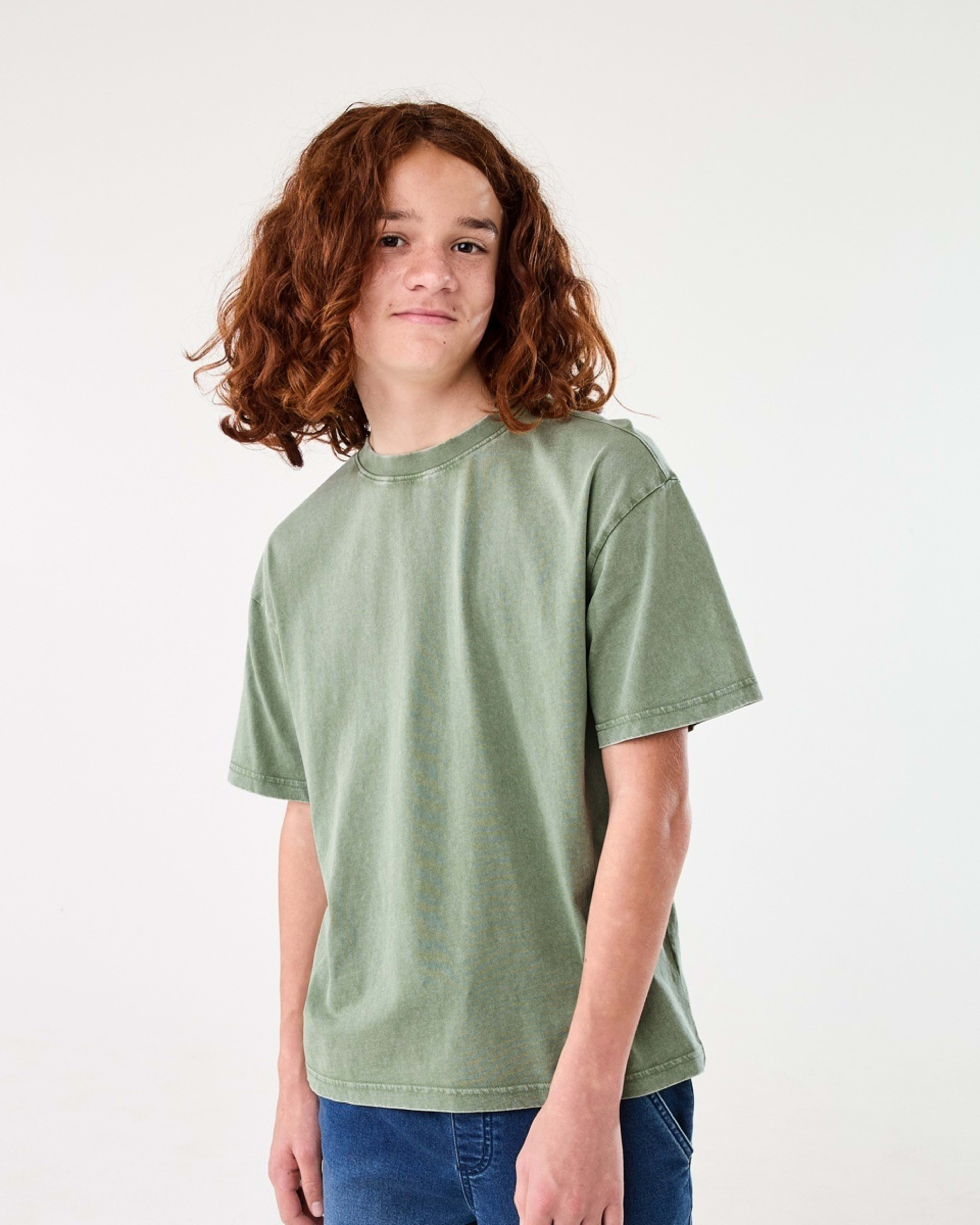 1 Short Sleeve Oversized Acid Wash T-shirt MISTY SEA SPRAY, 1 of 6