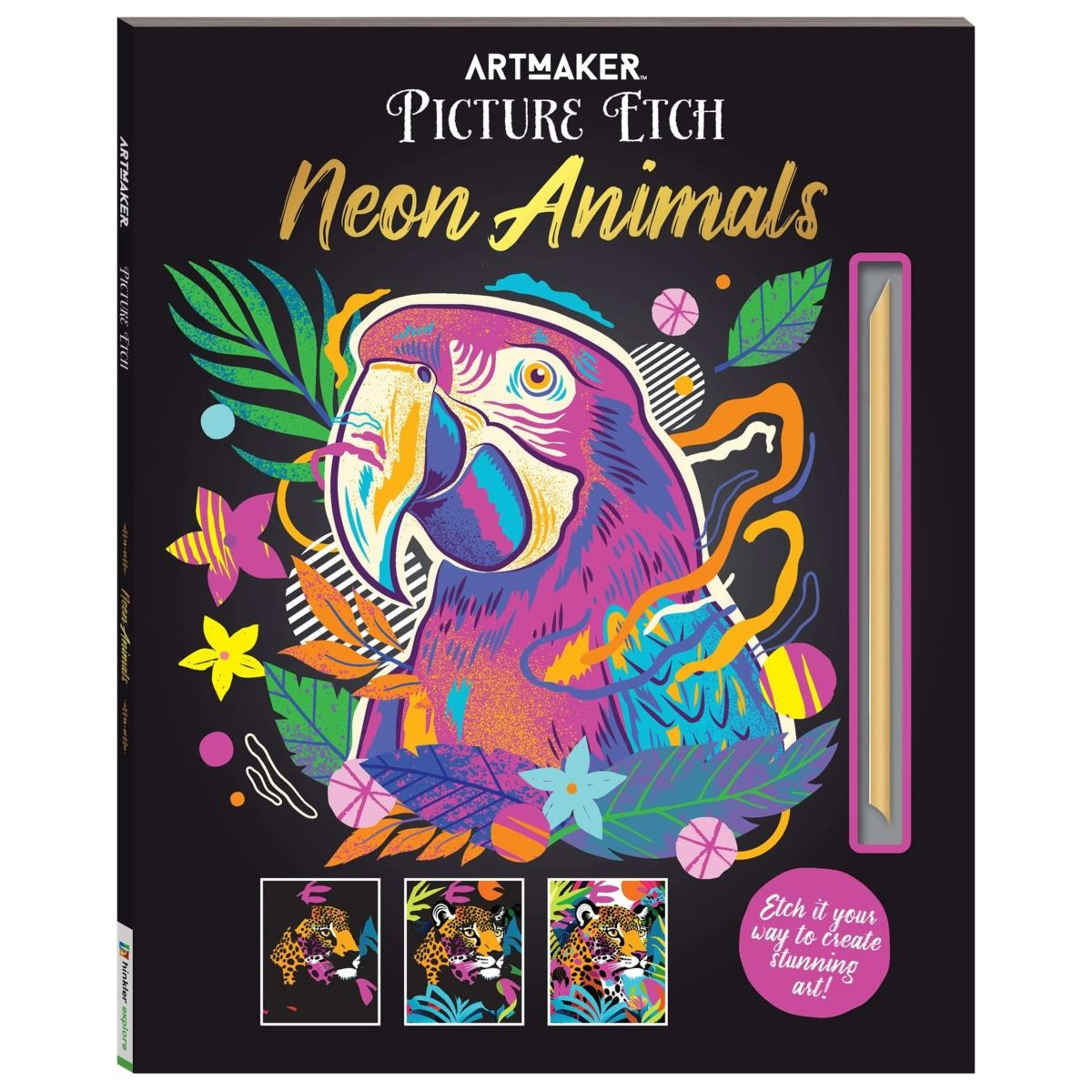 1 Art Maker Picture Etch Neon Animals - Book, 1 of 4