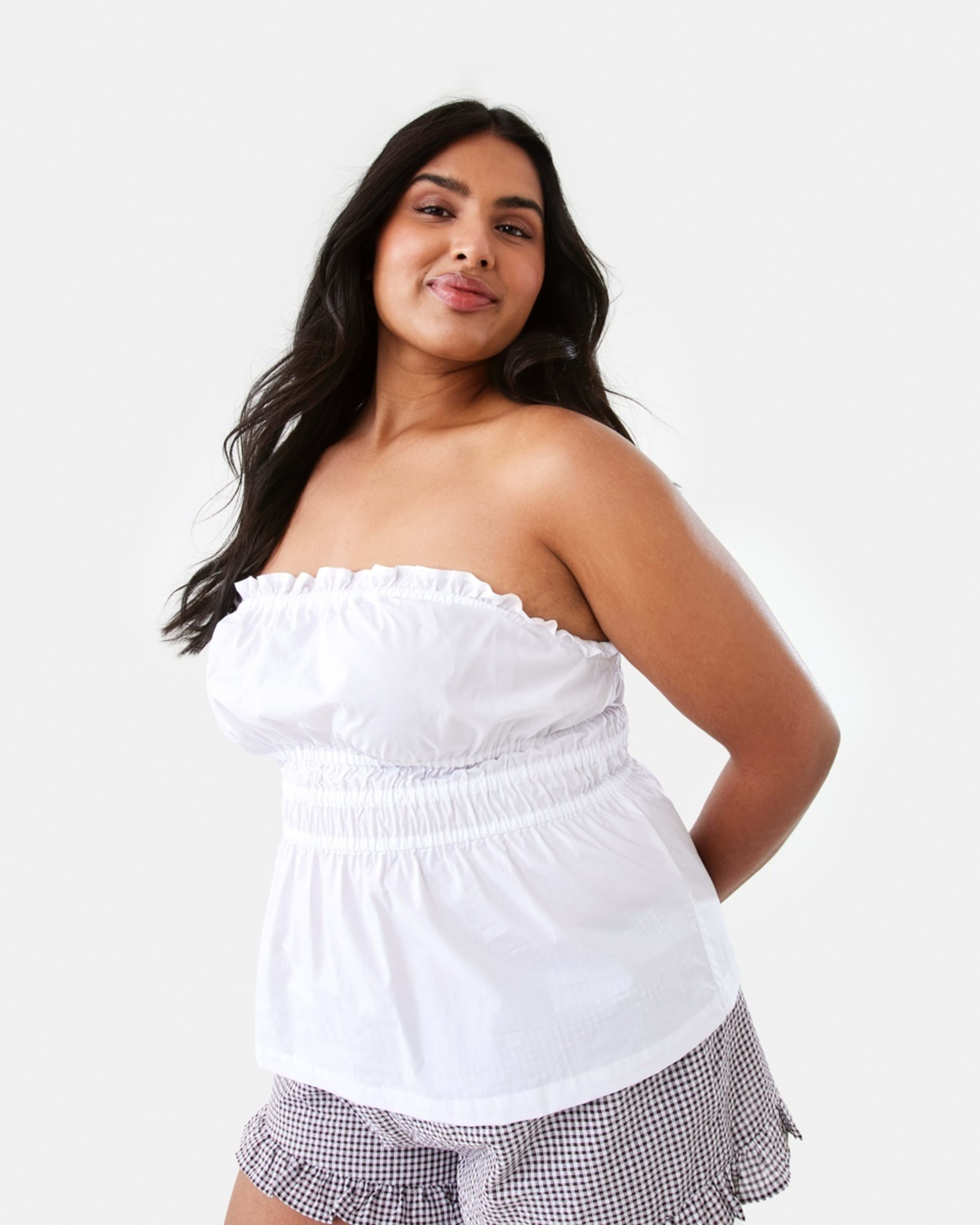 3 Strapless Ruched Top White, 3 of 8